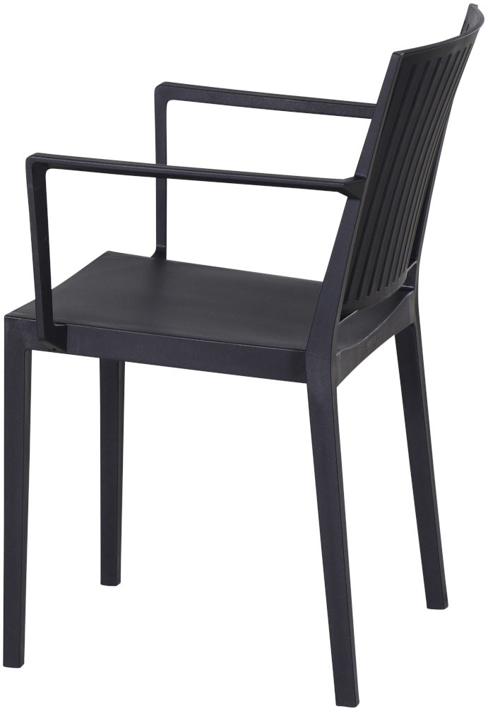 Siena Garden Gartensessel »Lane Sessel anthrazit 2er Set mit Tisch« Set, 2 Stk. tlg. 2 x Stapelsessel + Tisch Sola 80 x 80 cm