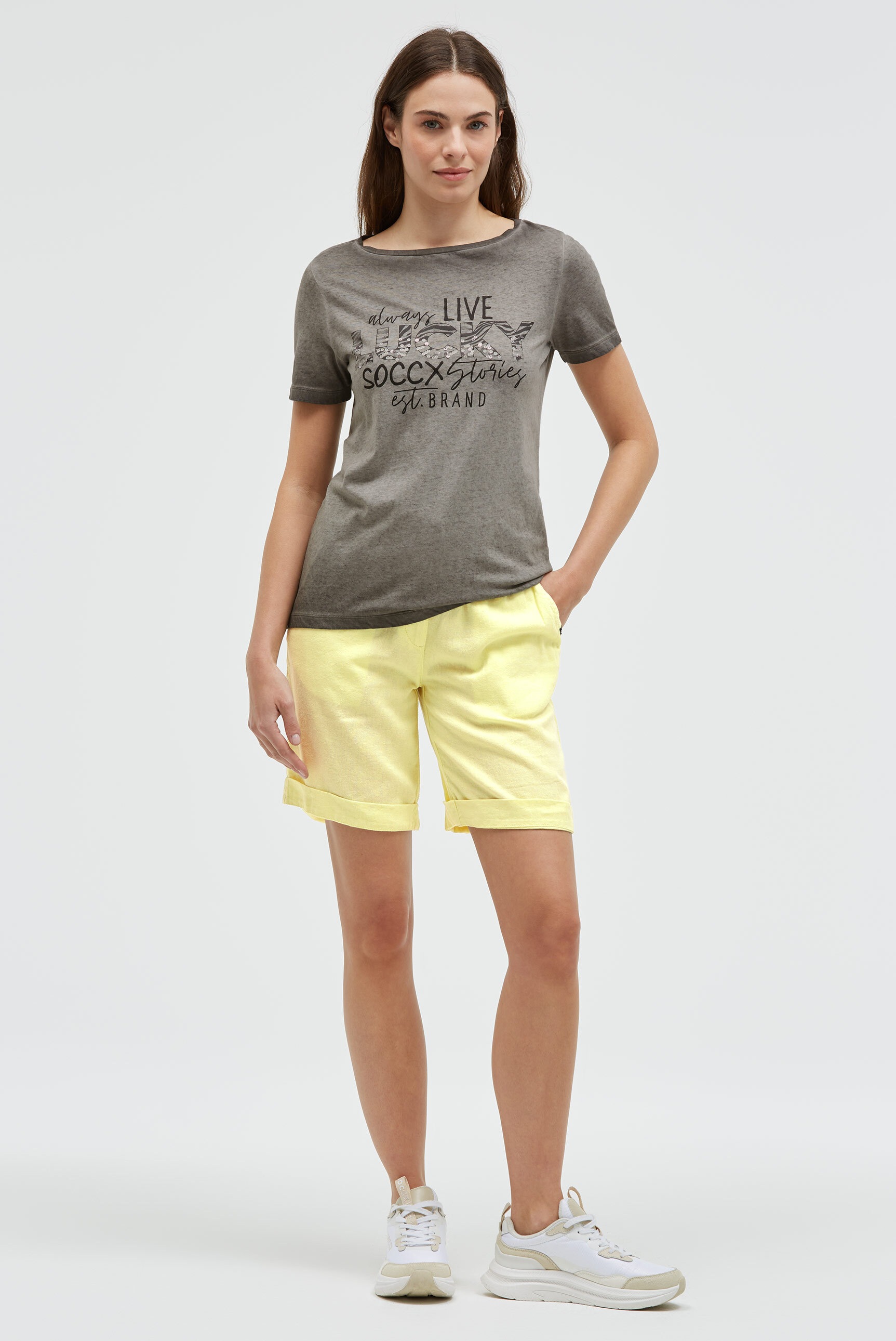 SOCCX Crewneck T-Shirt Women's Cool Khaki Size S 2