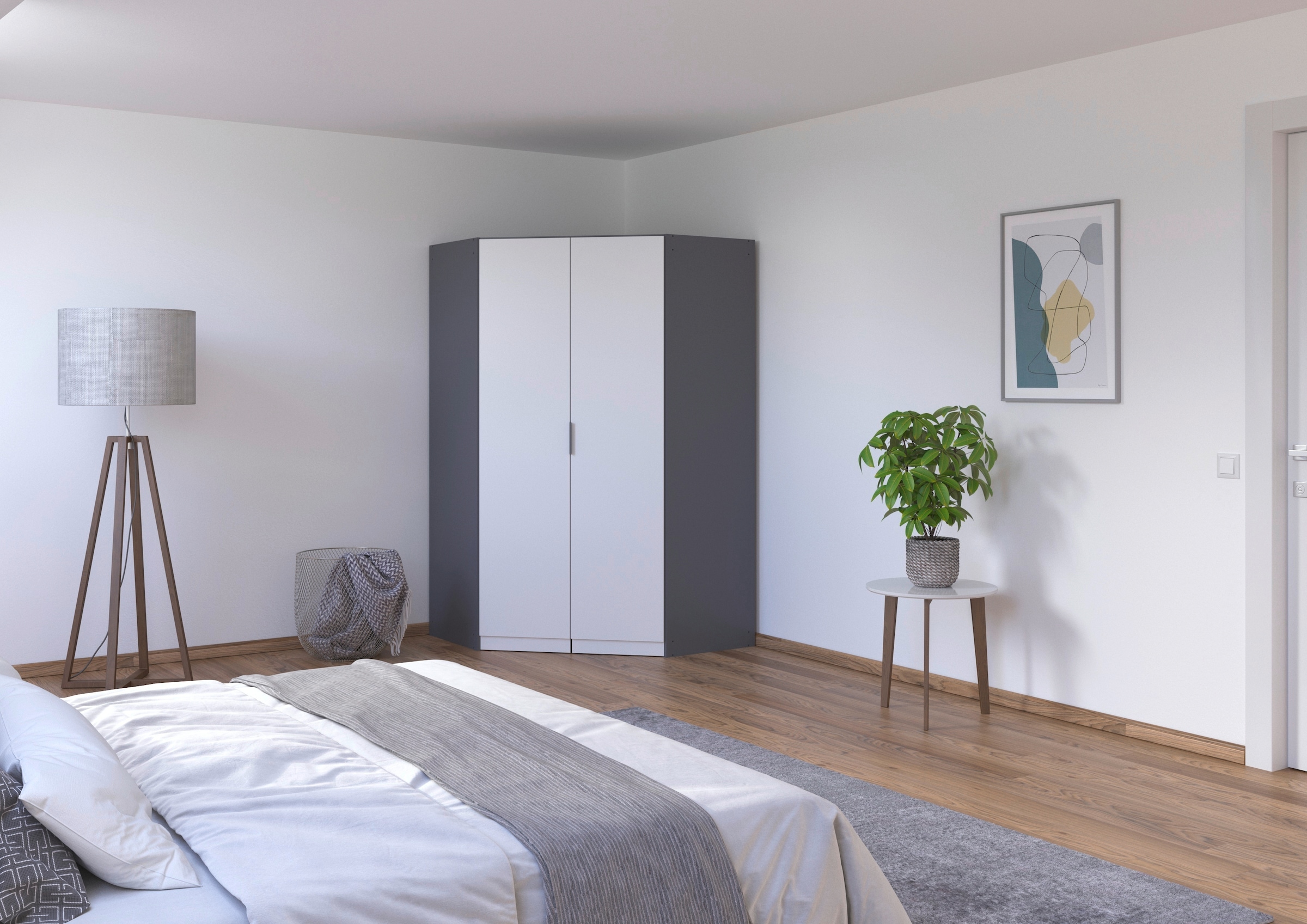 rauch Kleiderschrank »Eckschrank Schrank Ankleidezimmer Schlafzimmer Garderobe LAGOA« voll ausgestattet viel Stauraum, optional mit Aufsatz MADE IN GERMANY