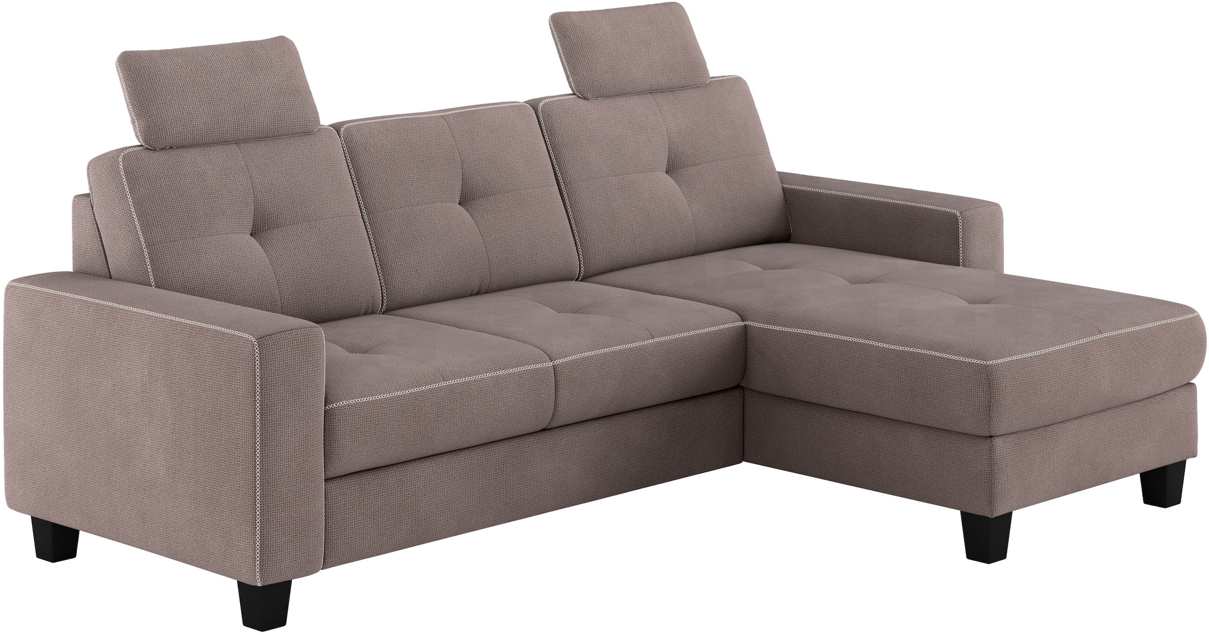 Places of Style Ecksofa »Varese L-Form«, Kreuznaht in beige