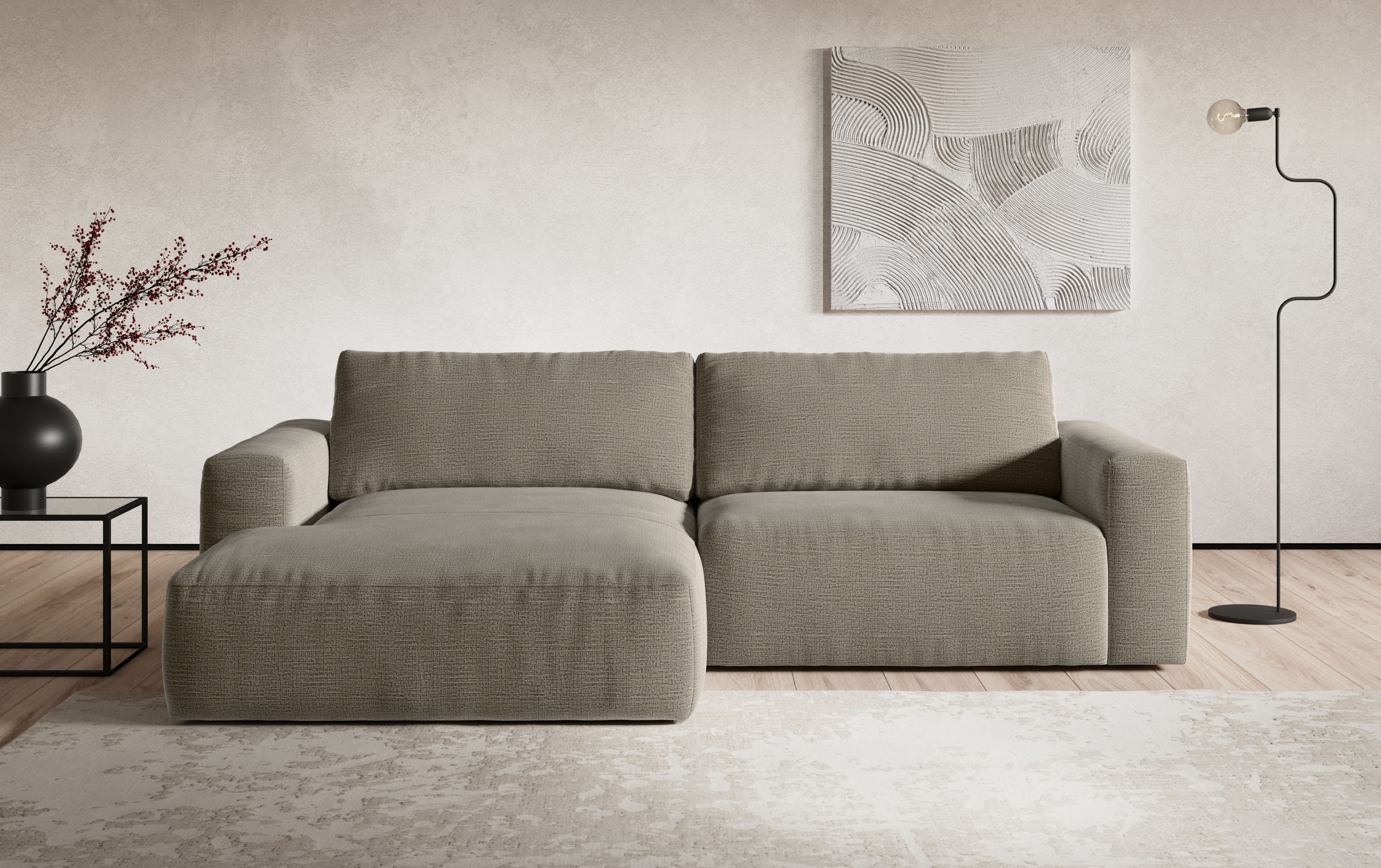 COTTA Ecksofa "Lasso L-Form, B: 288 cm, XL Sofa, Top Modern" XL Recamiere B:114 cm, bequeme Wellenunterfederung, viele Stoffe