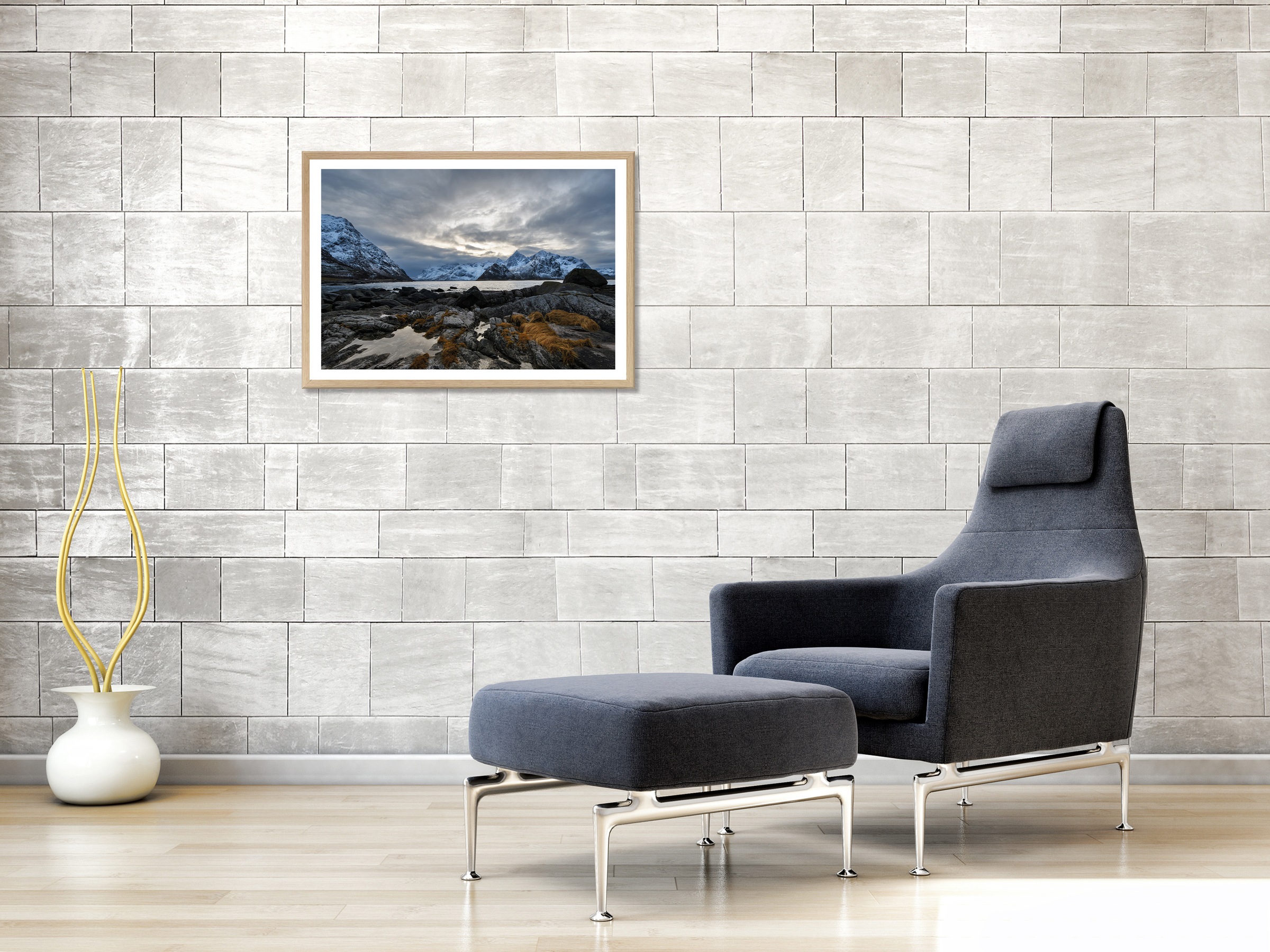 Bönninghoff Bild mit Rahmen "Lofoten - Norwegen", Natur-Seelandschaft-Berge günstig online kaufen