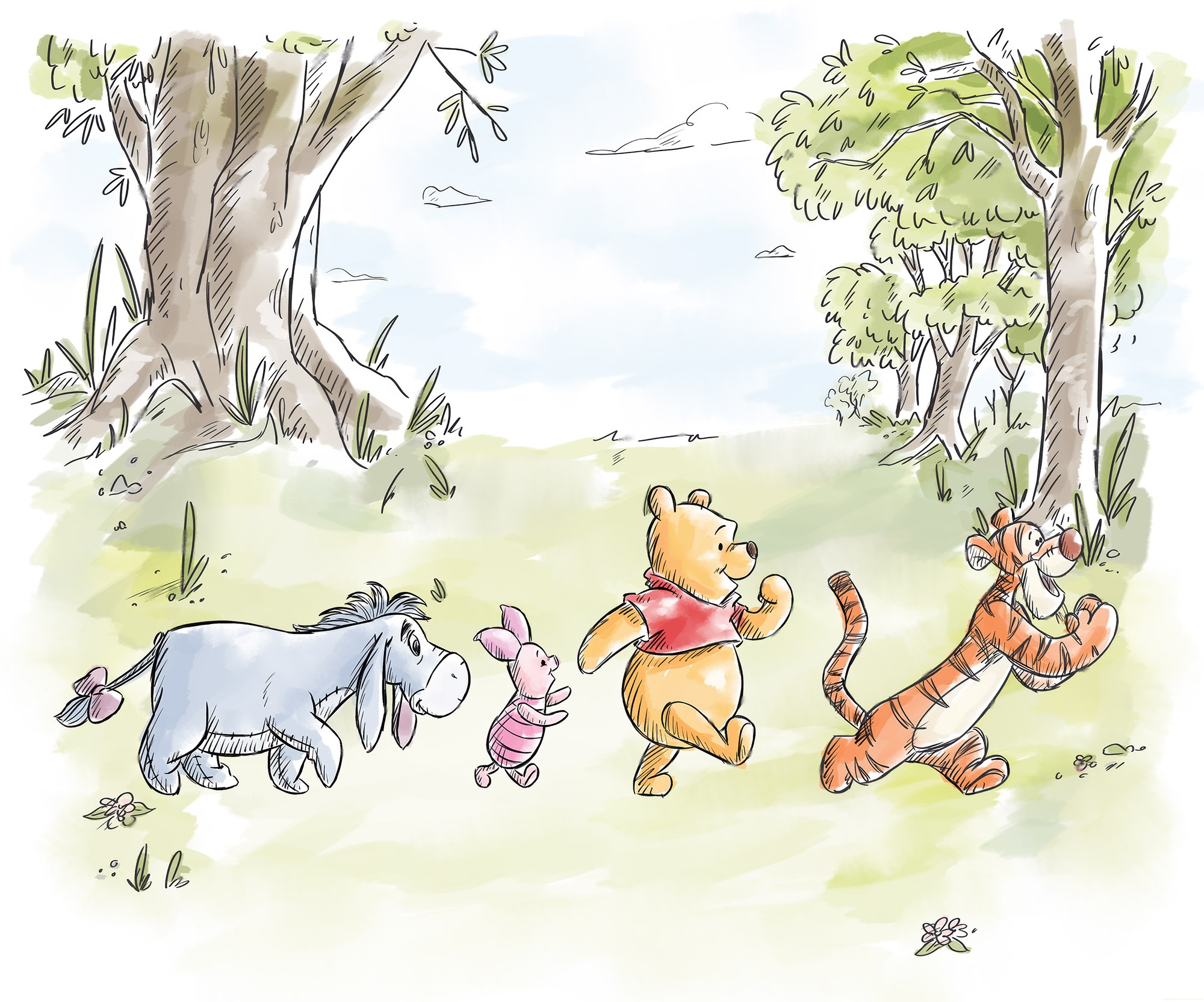 Komar Kindertapete »Disney Winnie the Pooh Walk Together«, bedruckt