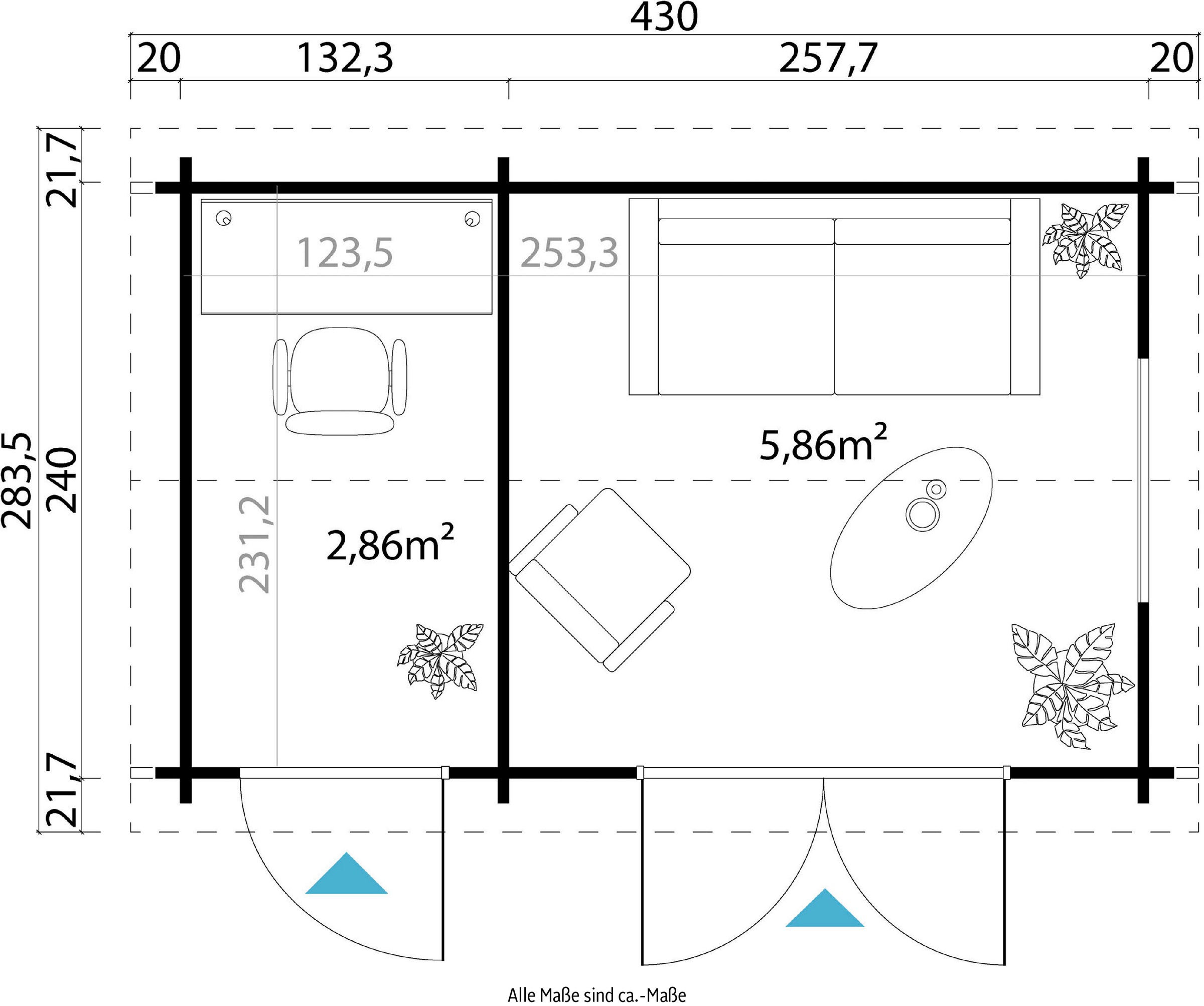 LASITA MAJA Gartenhaus »WREXHAM«, (Set, inkl. Fussbodenbretter zum verlegen)