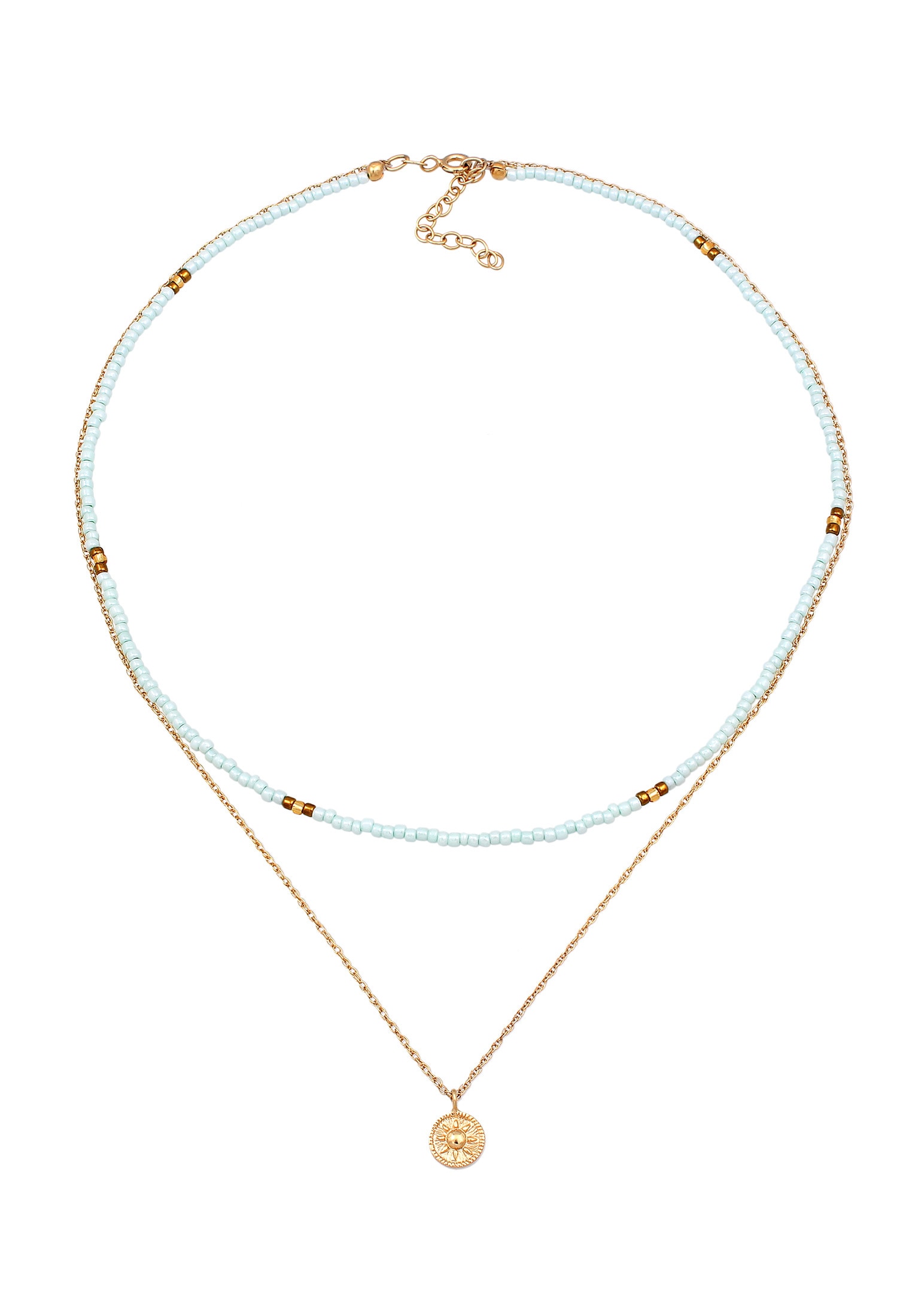 Elli Silberkette »Halskette Choker Layer Beads Pastell Sonne 925 Silber«