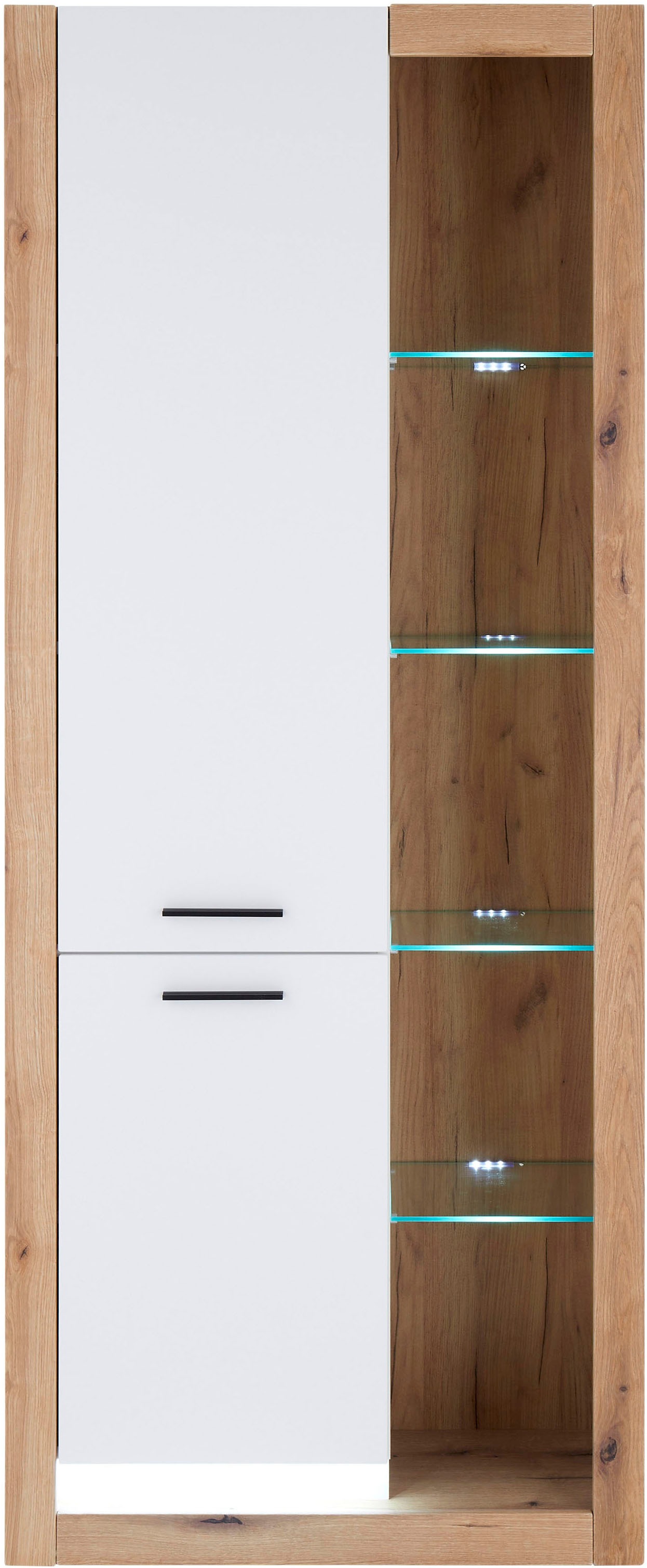 INOSIGN Vitrine »Brixen, Vitrinenschrank in Eiche Dekor, moderne Standvitrine«, Metallgriffe, ausreichend Stauraum, vielseitig einsetzbar, 80 cm breit