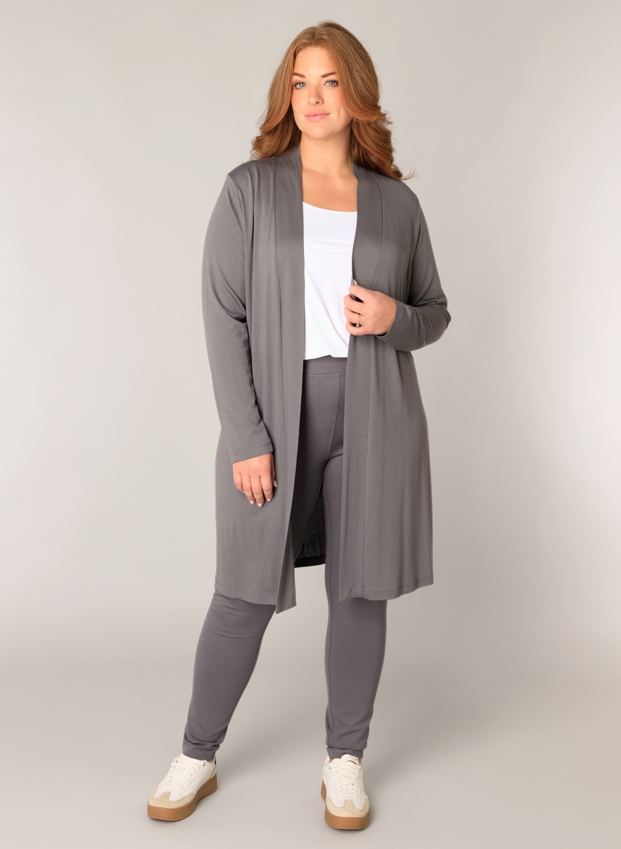 Base Level Curvy Longstrickjacke "Ayla Long", Figurumspielende, weiche Stri günstig online kaufen