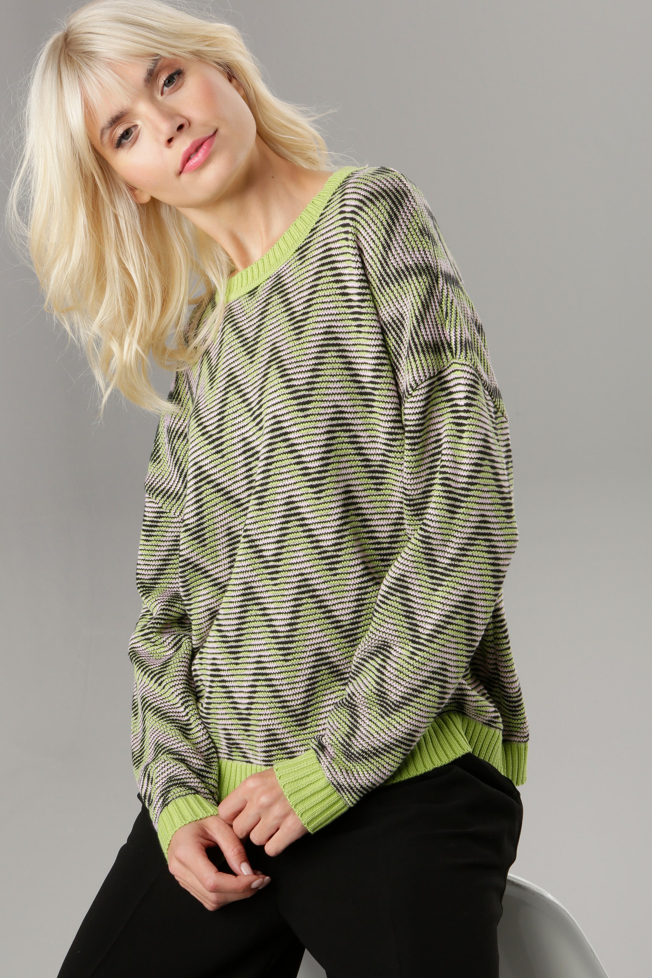 Aniston SELECTED Strickpullover, mit retro Zick Zack-Muster in frischen  Farben - NEUE KOLLEKTION für kaufen | BAUR
