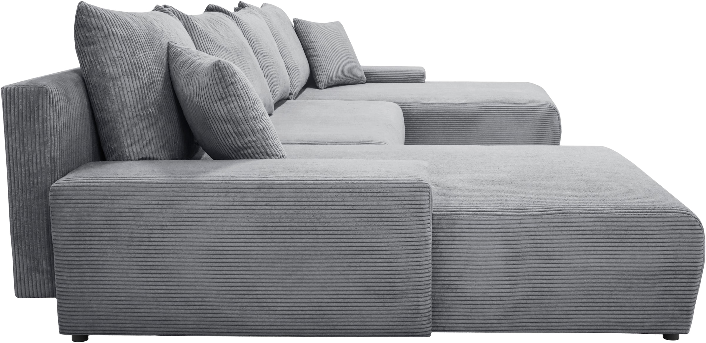 WERK2 Wohnlandschaft »Amalfi« XXL Design Wohnlandschaft in Cord mit Schlaffunktion & Bettkasten