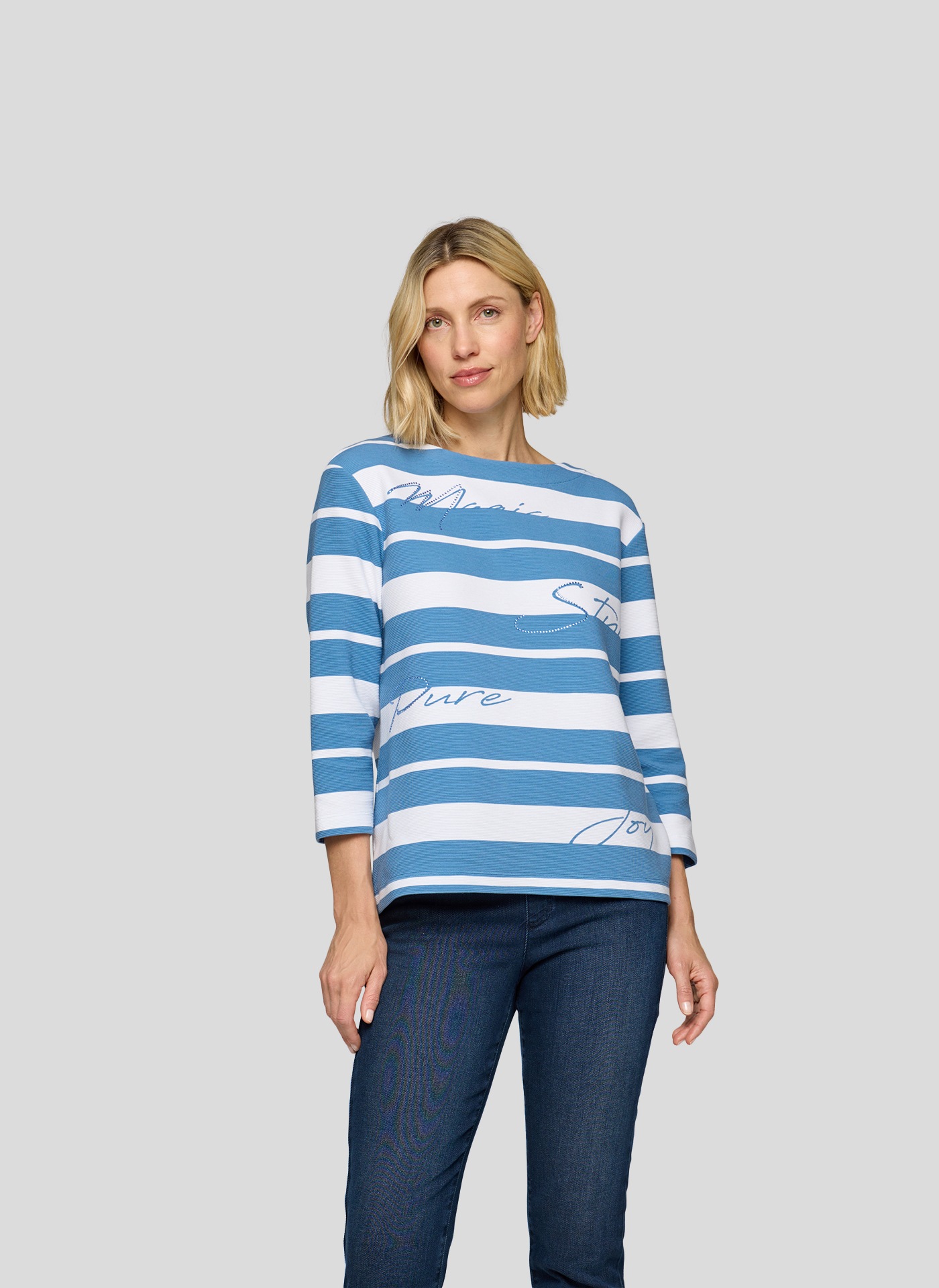 Rabe 3/4-Arm-Shirt, Sommershirt mit Streifen und Glitzersteinen, Druck günstig online kaufen