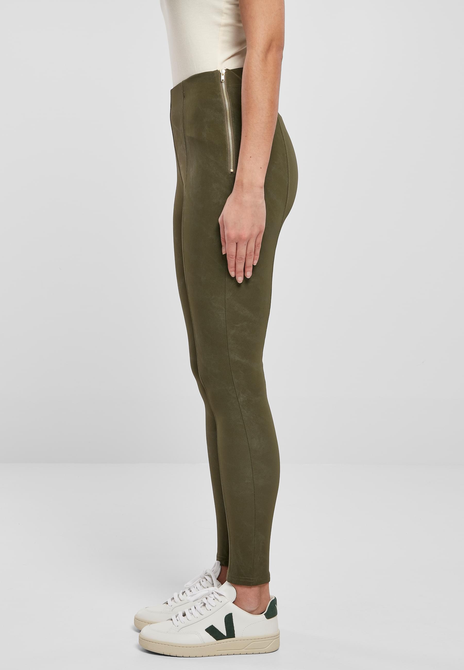 URBAN CLASSICS Leggings »Urban Classics Damen Ladies Washed Faux Leather Pants«, (1 tlg.)
