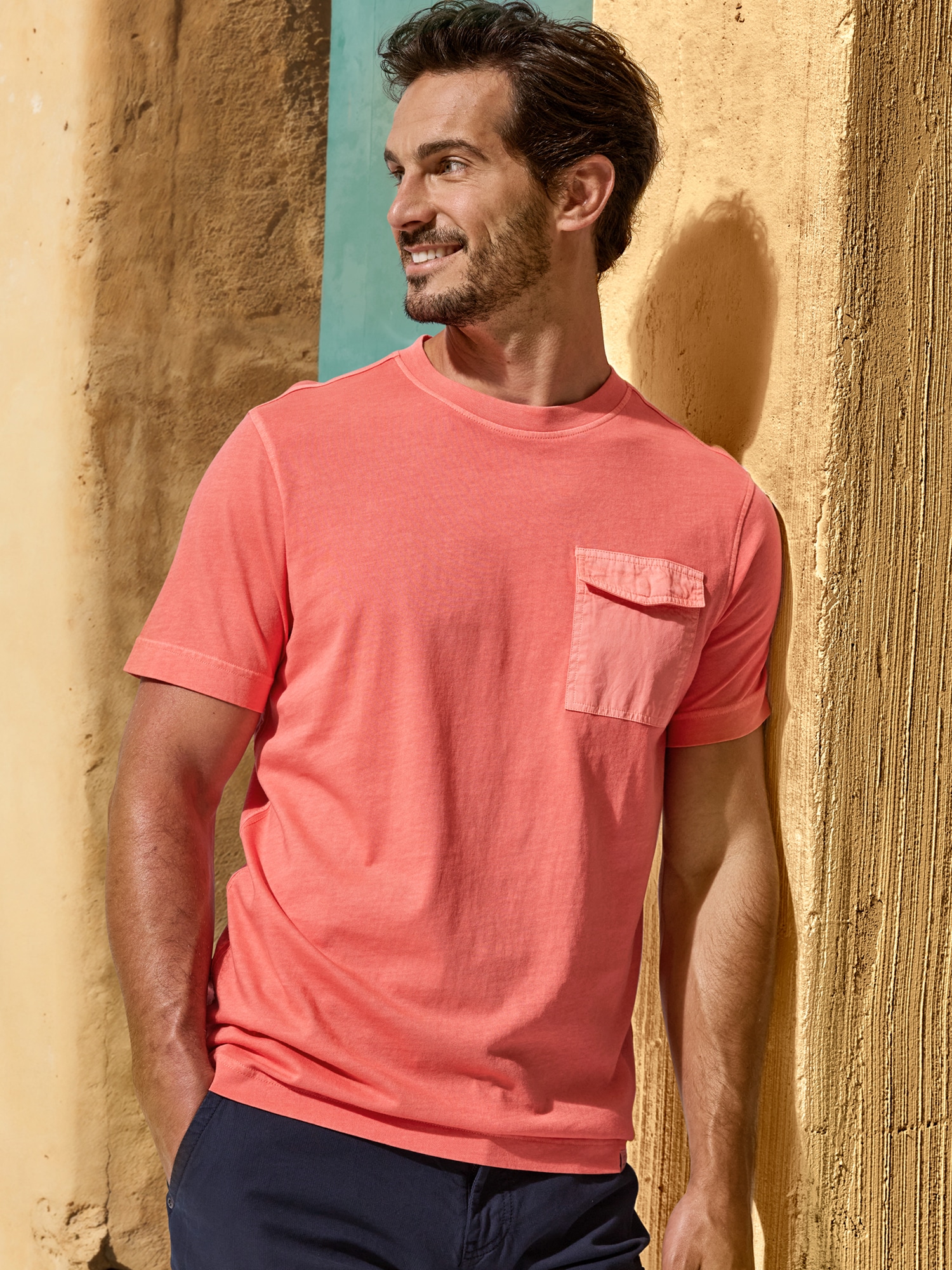 LERROS T-Shirt "T-Shirt mit O-Neck und Brusttasche"