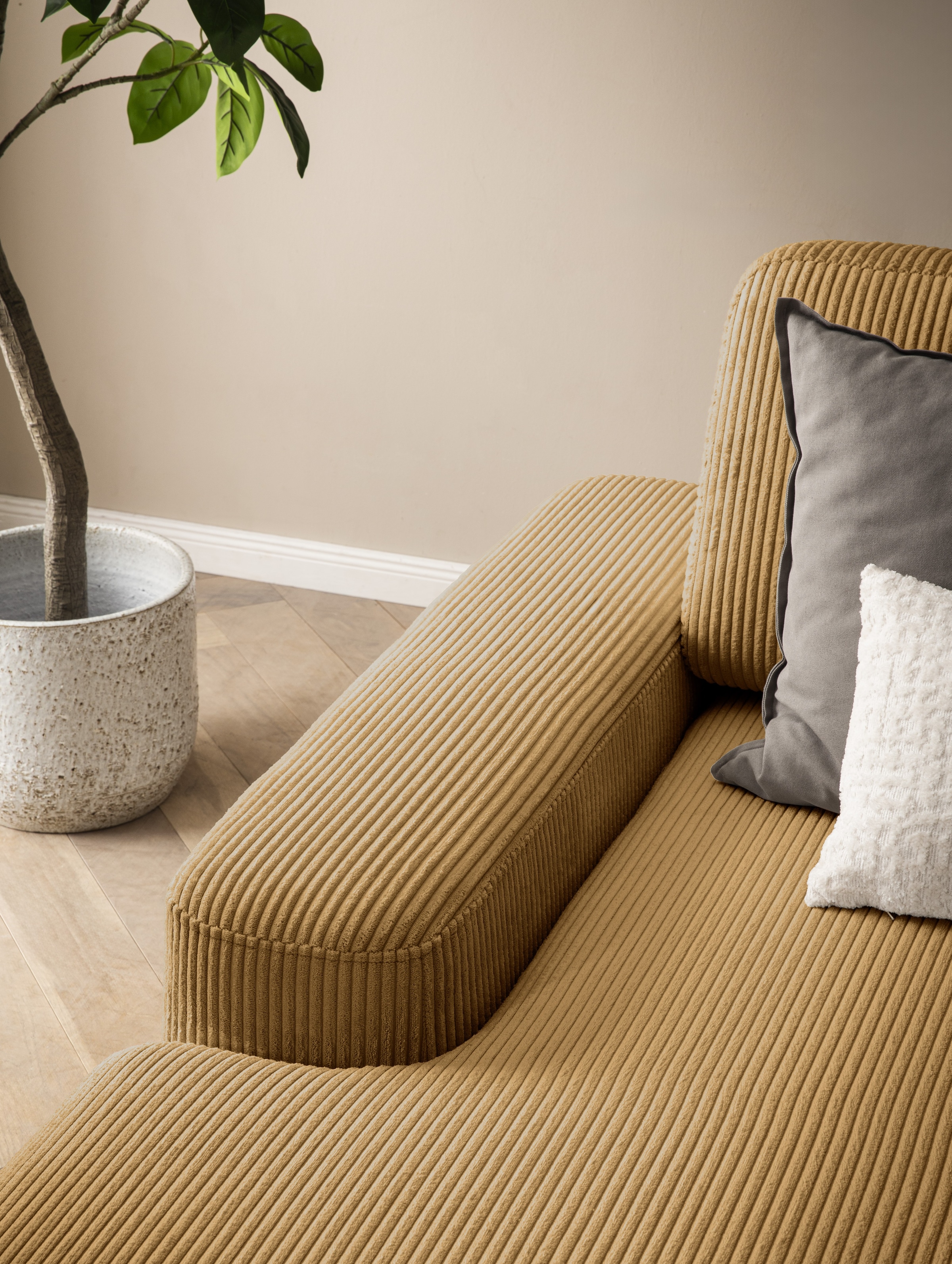INOSIGN Ecksofa »TORGE (264cm), Schlafsofa in Cord, Samtvelours o Struktur fein, L-Form«, Schlaffunktion, Bettkasten, Liegefläche: 125/210 cm