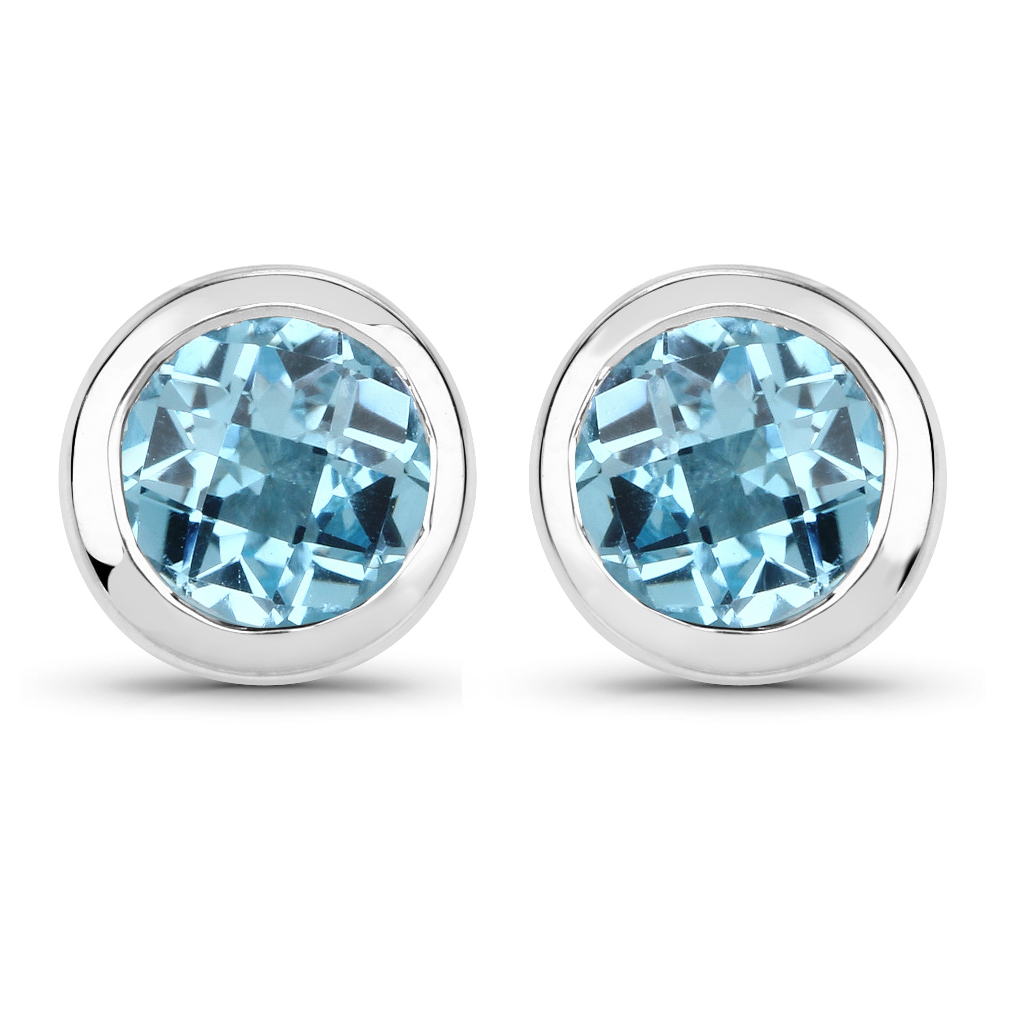 Vira Jewels Paar Ohrstecker »925-Sterling Silber rhodiniert Glänzend Topas blau rund«