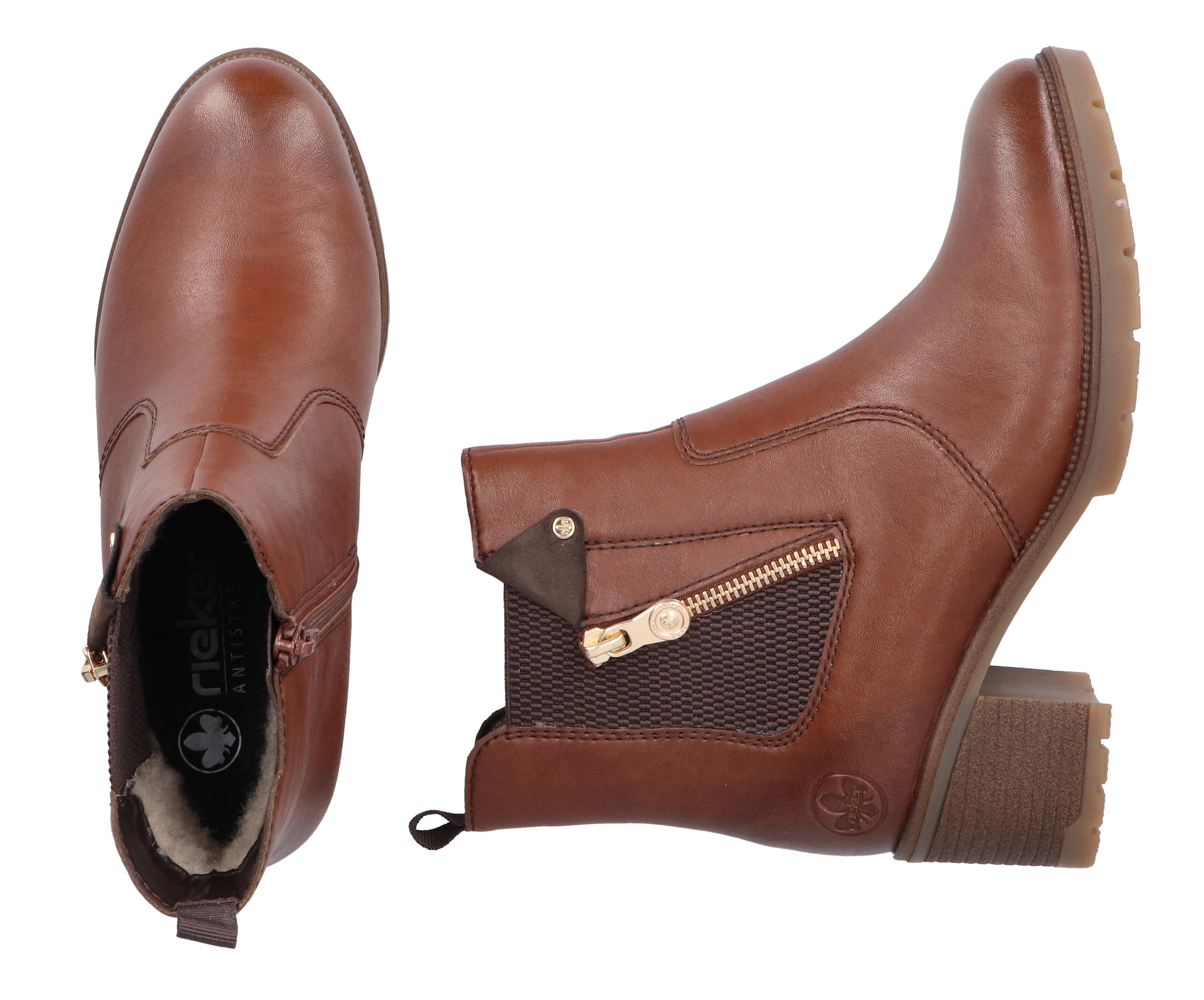 Rieker Winterstiefelette, Stiefelette, Boots, Blockabsatz, mit Innenreißverschluss