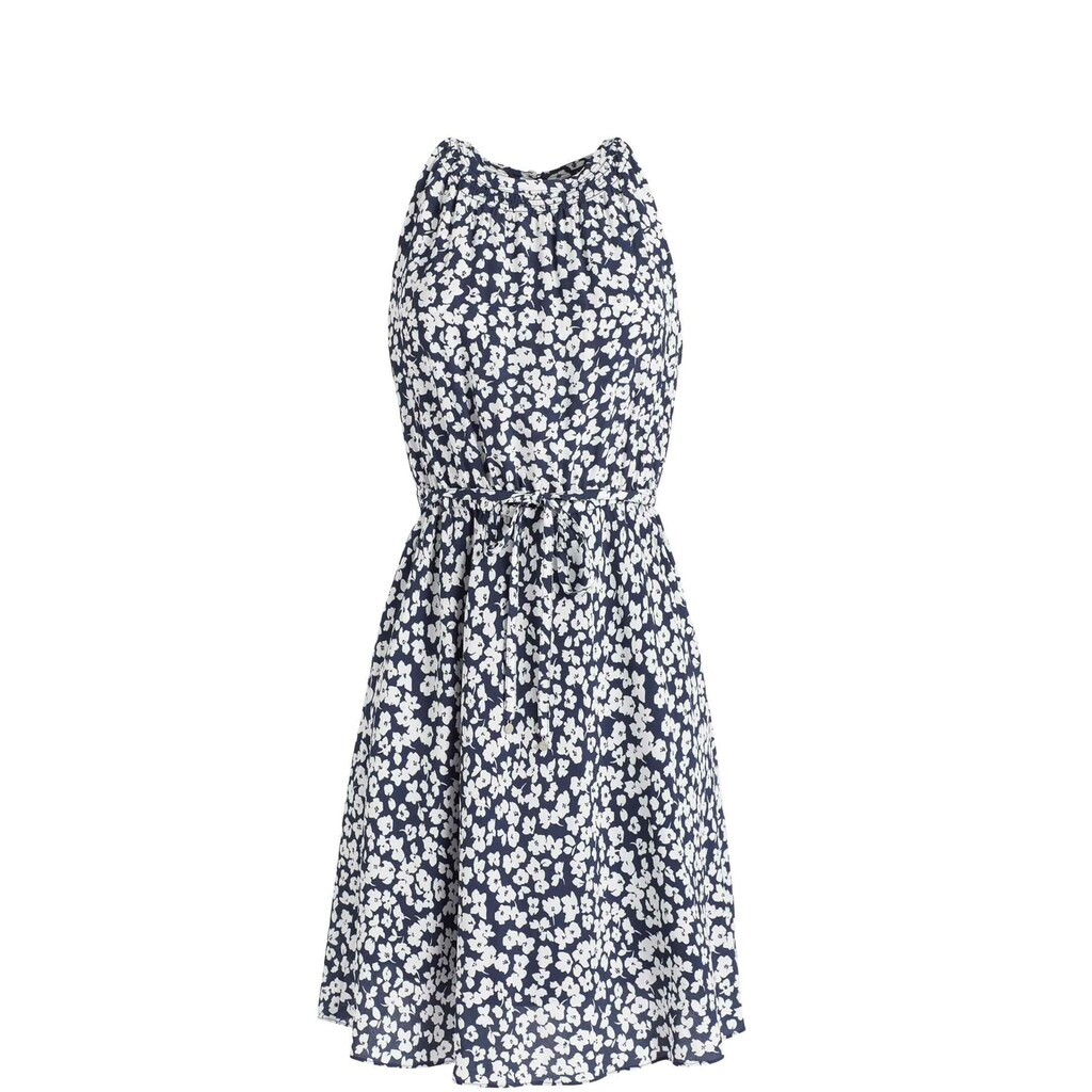 Damenmode Kleider khujo Sommerkleid »khujo Kleid KELSA 2«, in A-Linie mit integriertem Unterrock dunkelblau-weiß-geblümt