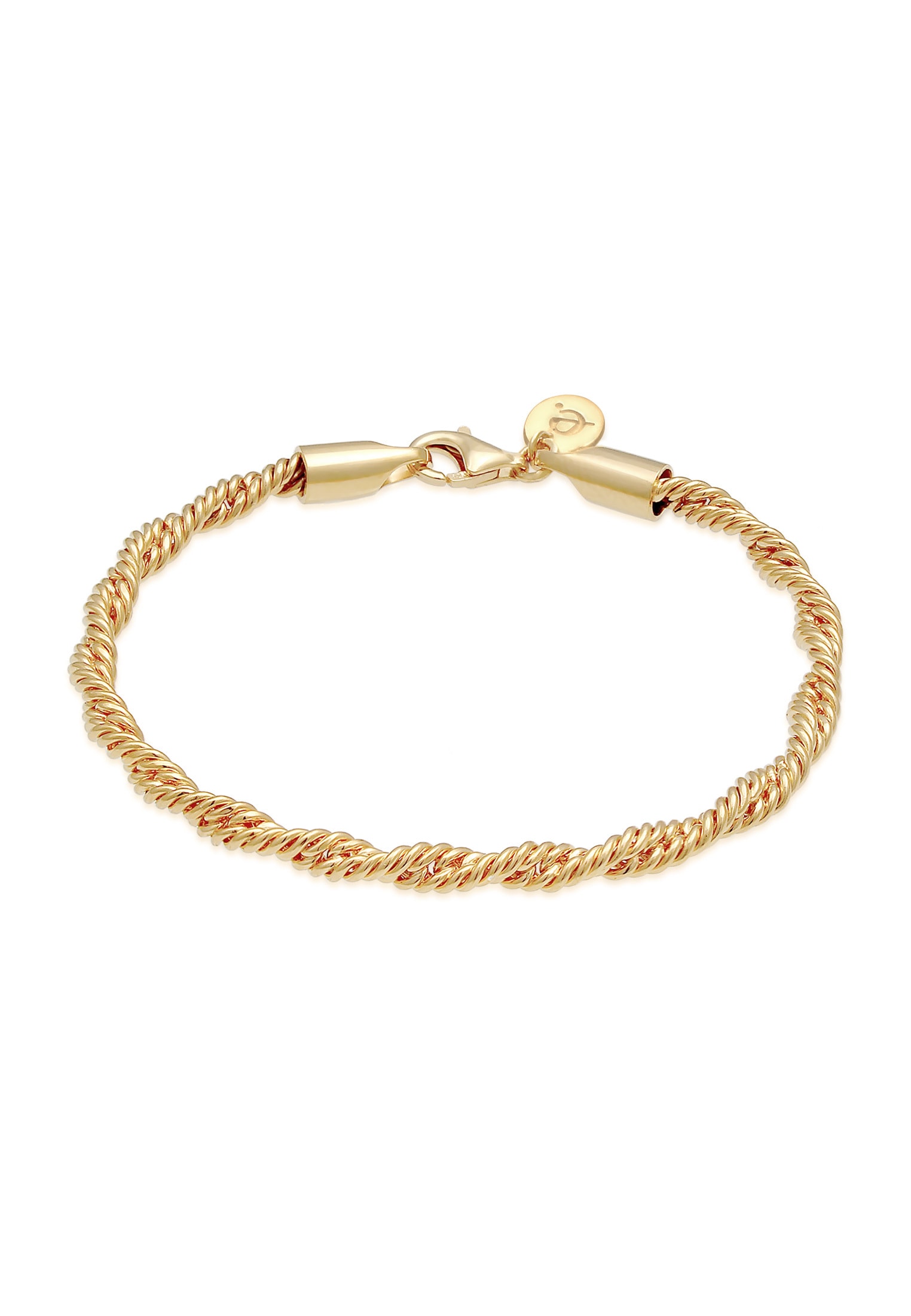 ELLI PREMIUM Damen Armkette "Armband Kordel Gedreht Elegant Basic 925 Silber", 180, Silber 925 (Sterlingsilber), gold, Silber 925 (Sterlingsilber),