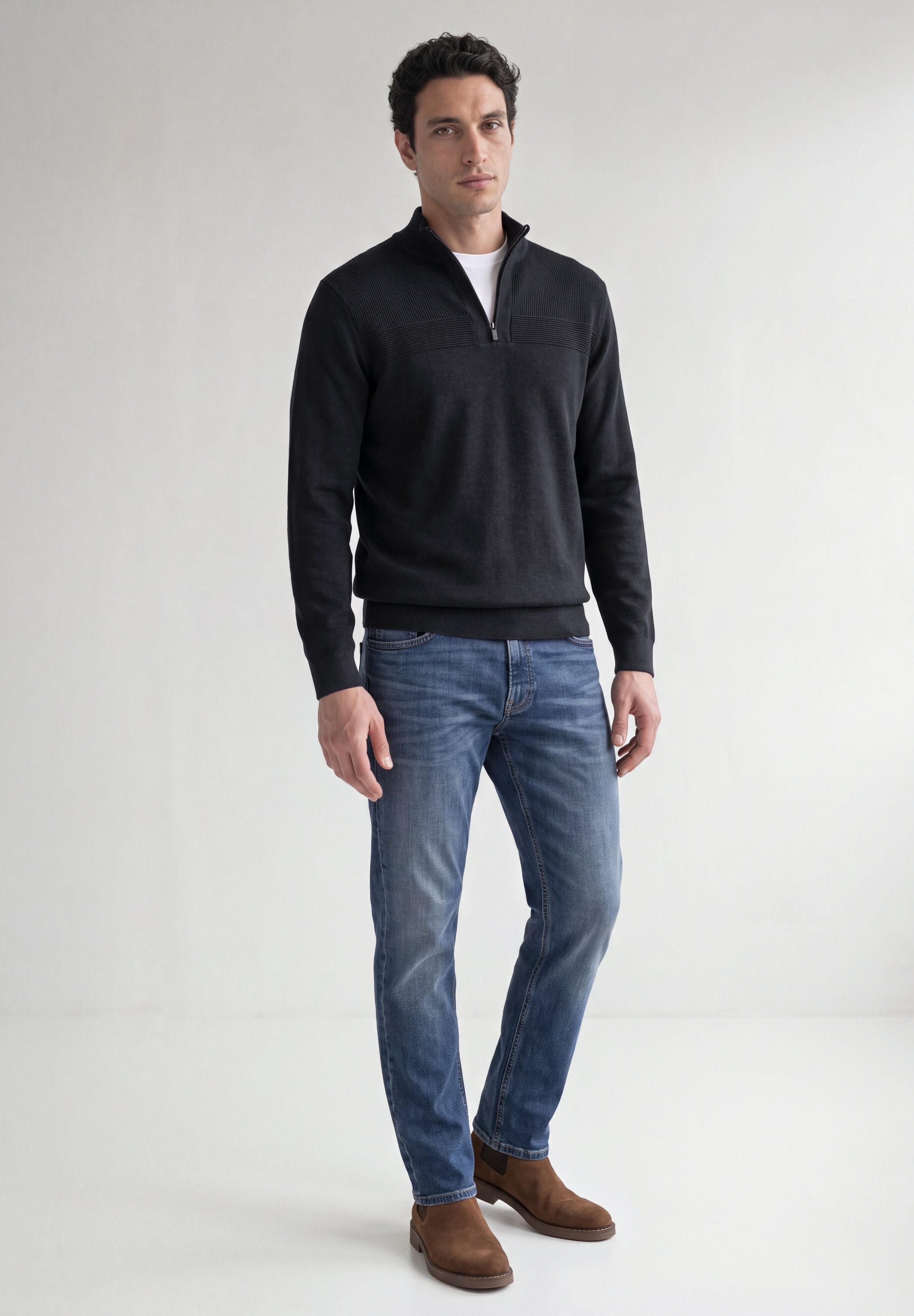 STREET ONE MEN Strickpullover in Unifarbe