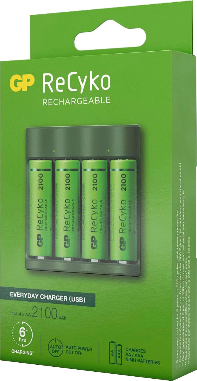 GP Batteries Akku-Ladestation »USB-Akkuladegerät B421 inkl. 4x ReCyko AA Akkus je 2100 mAh«