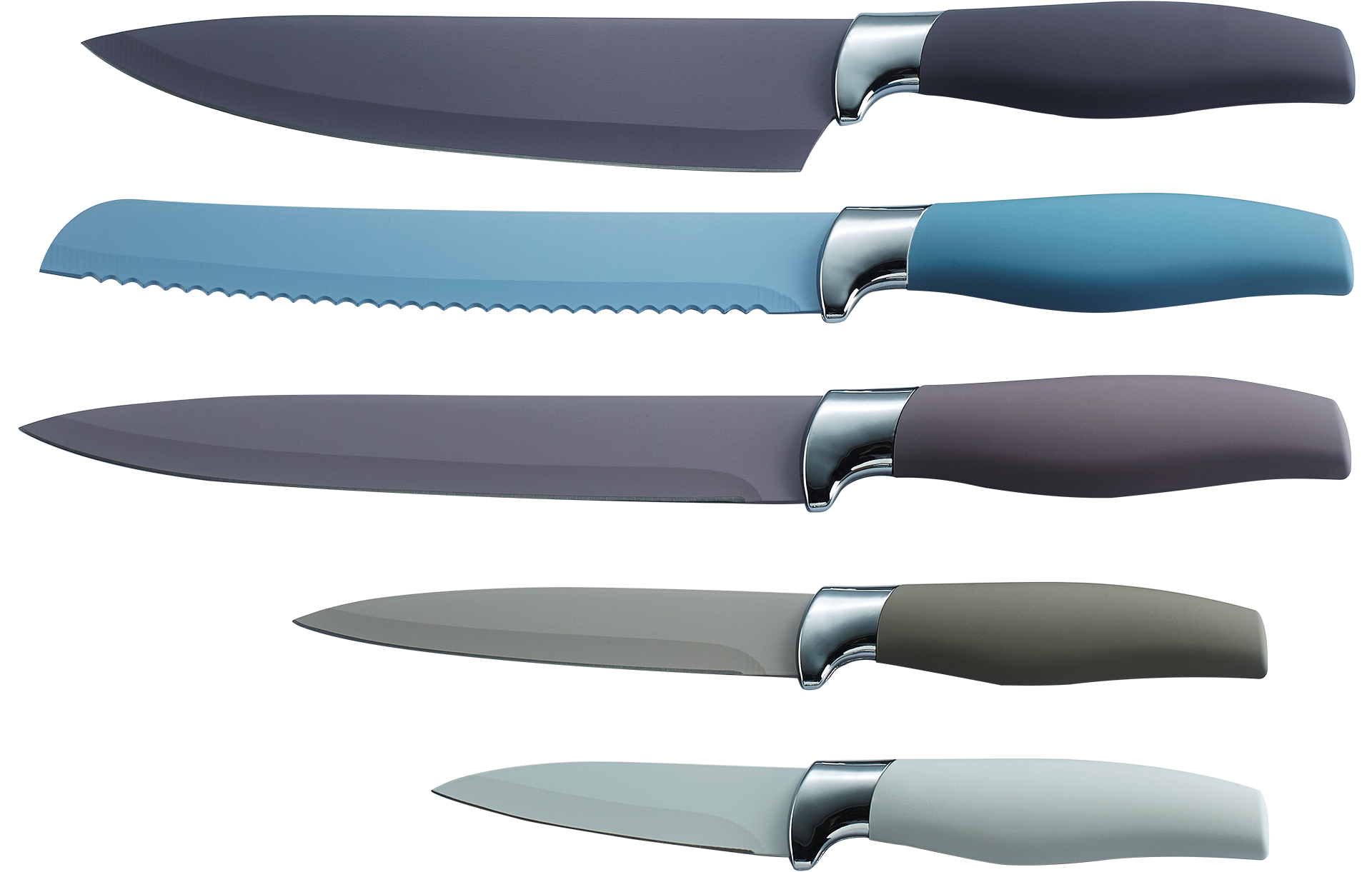 KING Topf-Set »»ESSENTIAL« Aluminiumguss, Induktion, Antihaftbeschichtung«, Aluminiumguss, (Set, 12 tlg., 2 Töpfe, 1 Stieltopf, 3 Glasdeckel), inkl. 5 Küchenmesser, 1 Messerblock
