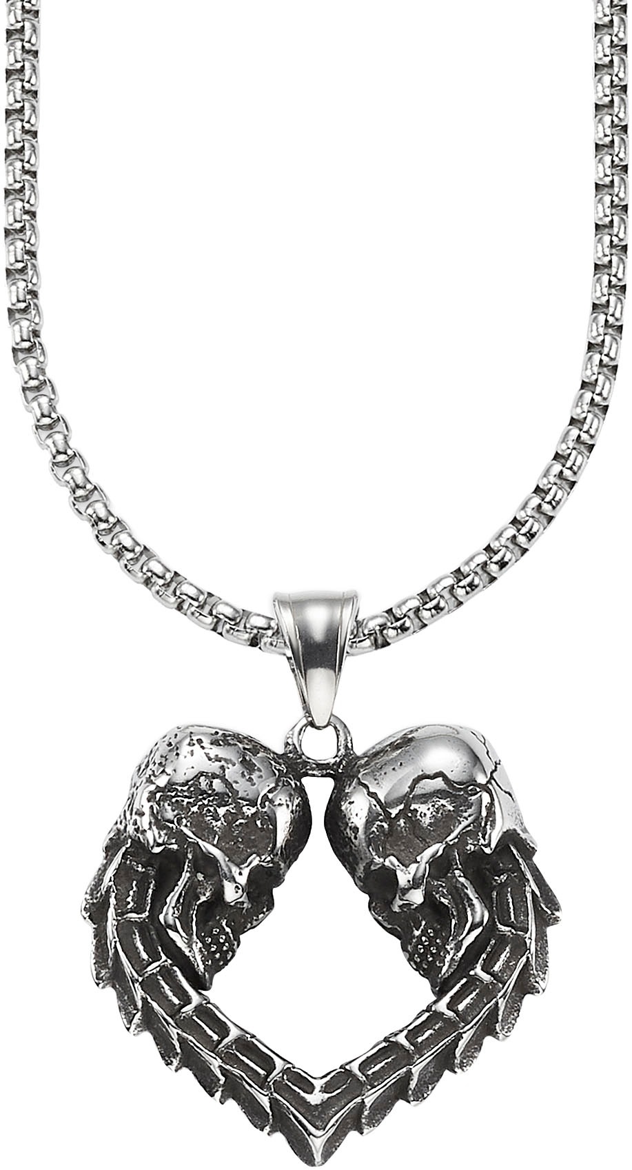 Kette mit Anhänger BRUNO BANANI "Schmuck", schwarz (edelstahlfarben, schwarz), Halsketten, Damen, Edelstahl, L: 55 B: 2,8mm, B:2,8mm