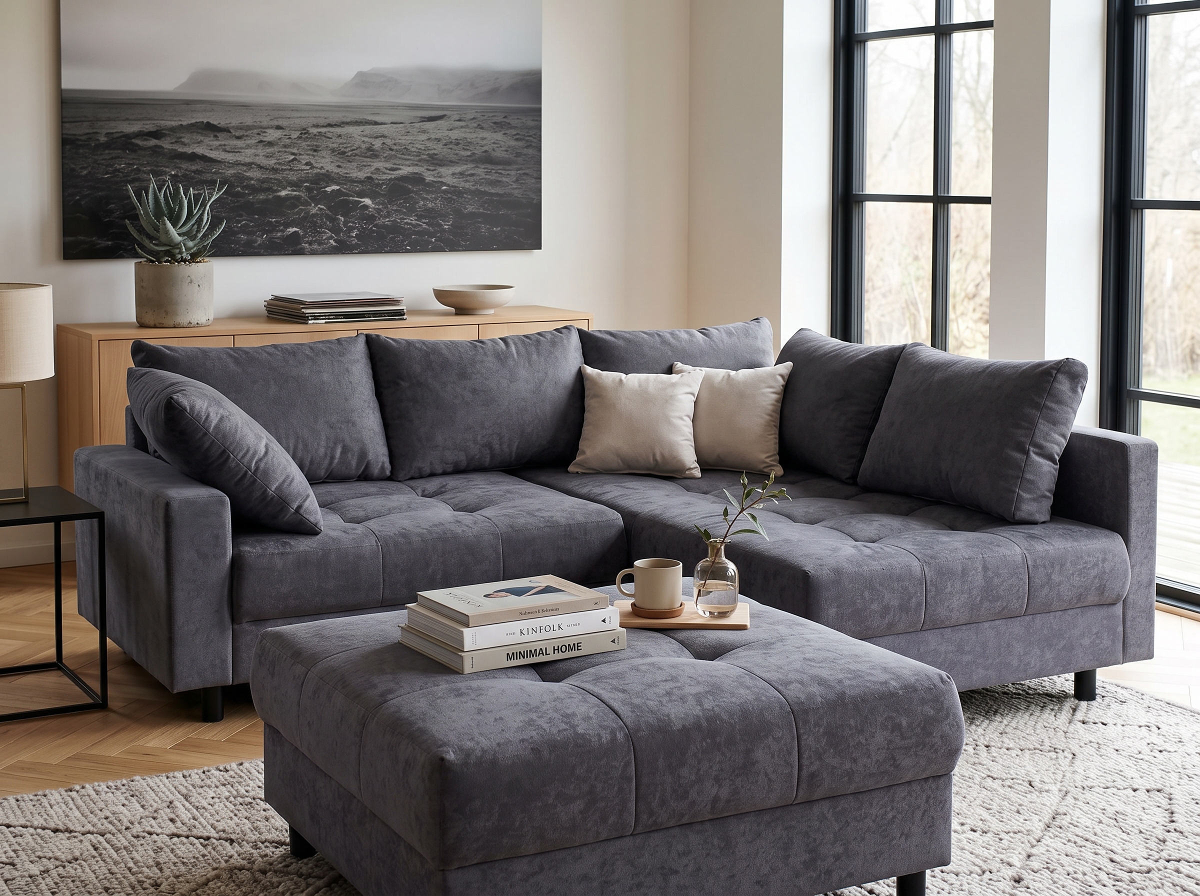 OTTO home Ecksofa »Antonia L-Form, B: 215 cm« Ecksofa, Rückenkissen, ottomane beidseitig montierbar, Bonnelfederkern