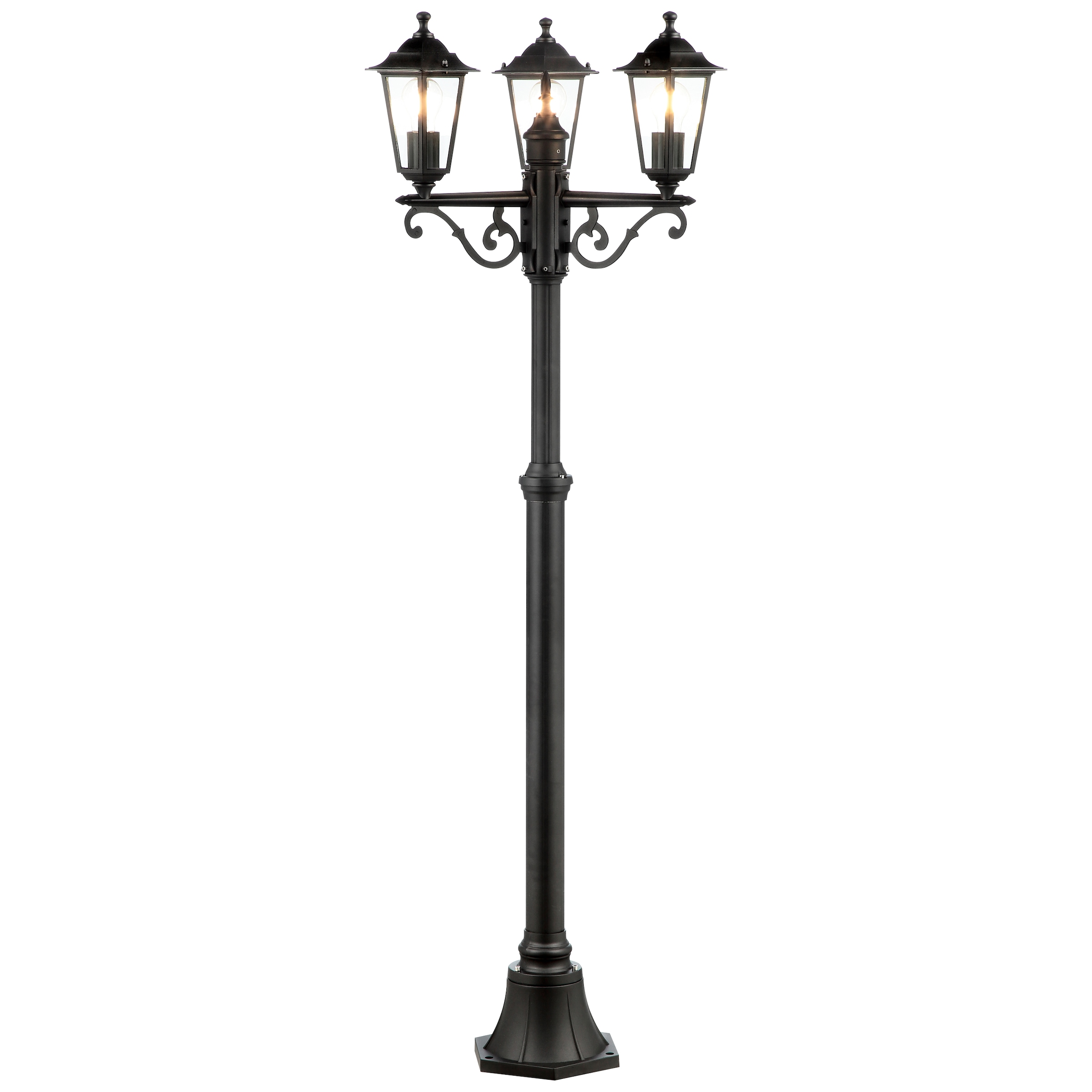 Brilliant Außen-Stehlampe »Carleen«, 3 flammig-flammig, 200 cm Höhe, Ø 61 cm, 3 x E27, Metall/Glas, schwarz