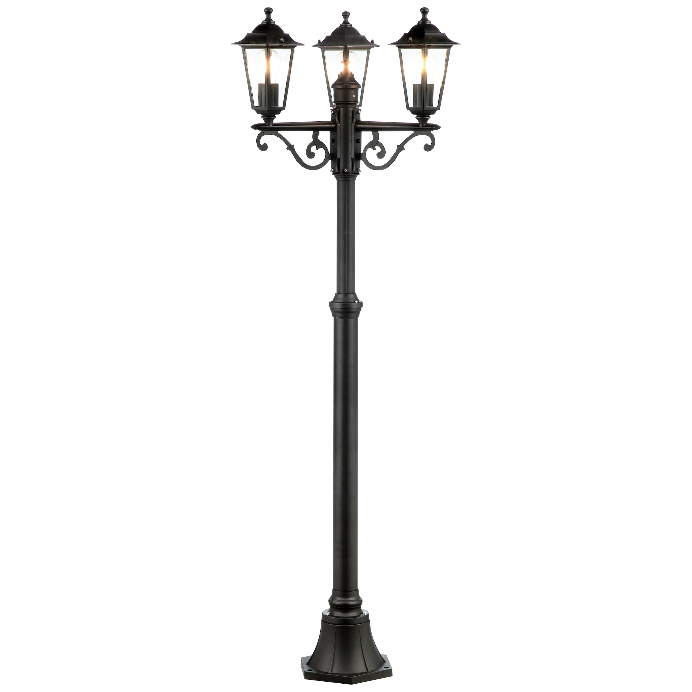 Brilliant Außen-Stehlampe "Carleen" E27 1 Stk. 200 cm Höhe, Ø 61 cm, 3 x E27, Metall/Glas, schwarz