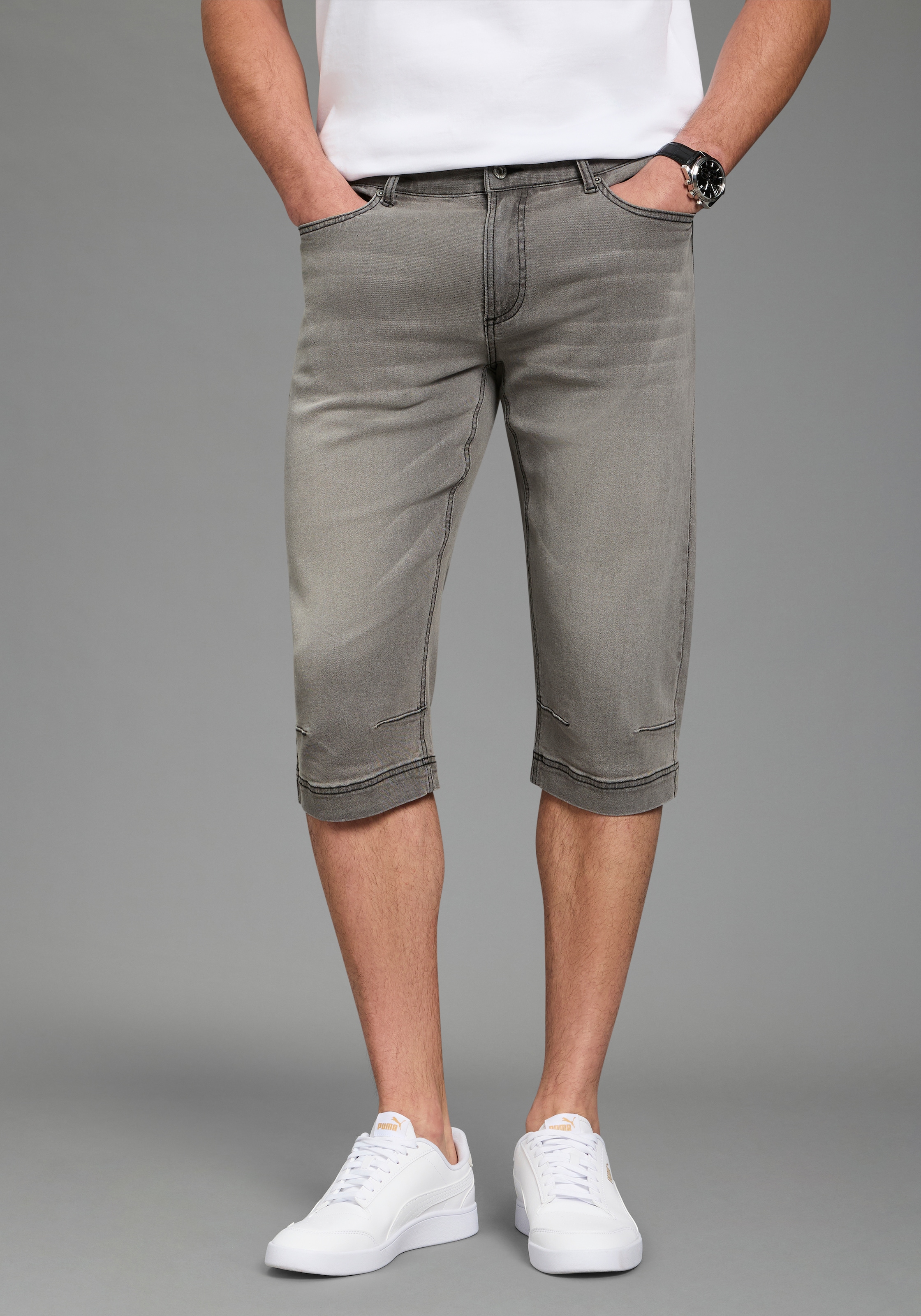 Bruno Banani Jeansbermudas "Hutch-Bermuda" Straight-Fit, normale Leibhöhe, aus elastischem Denim-Material