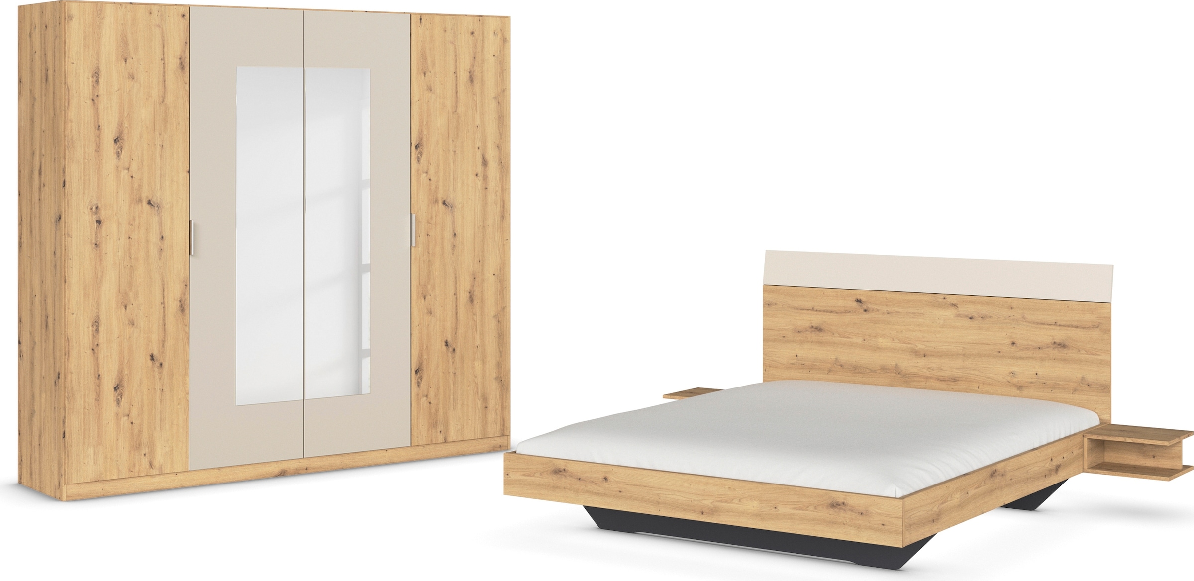 Schlafzimmer-Set »Monza«, mit Drehtürenschrank Breite 226 cm, Bettanlage in 2 Breiten