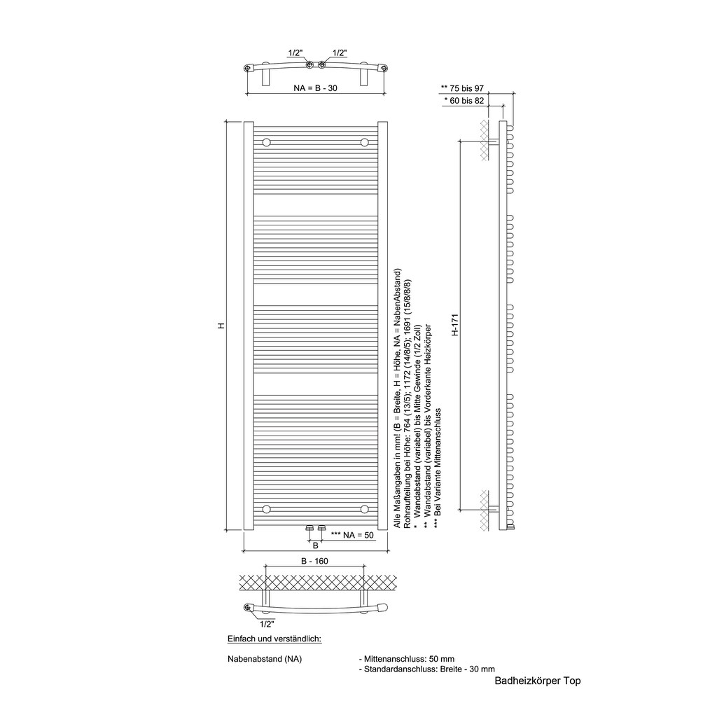 Ximax Badheizkörper »Top 1691 mm x 595 mm«