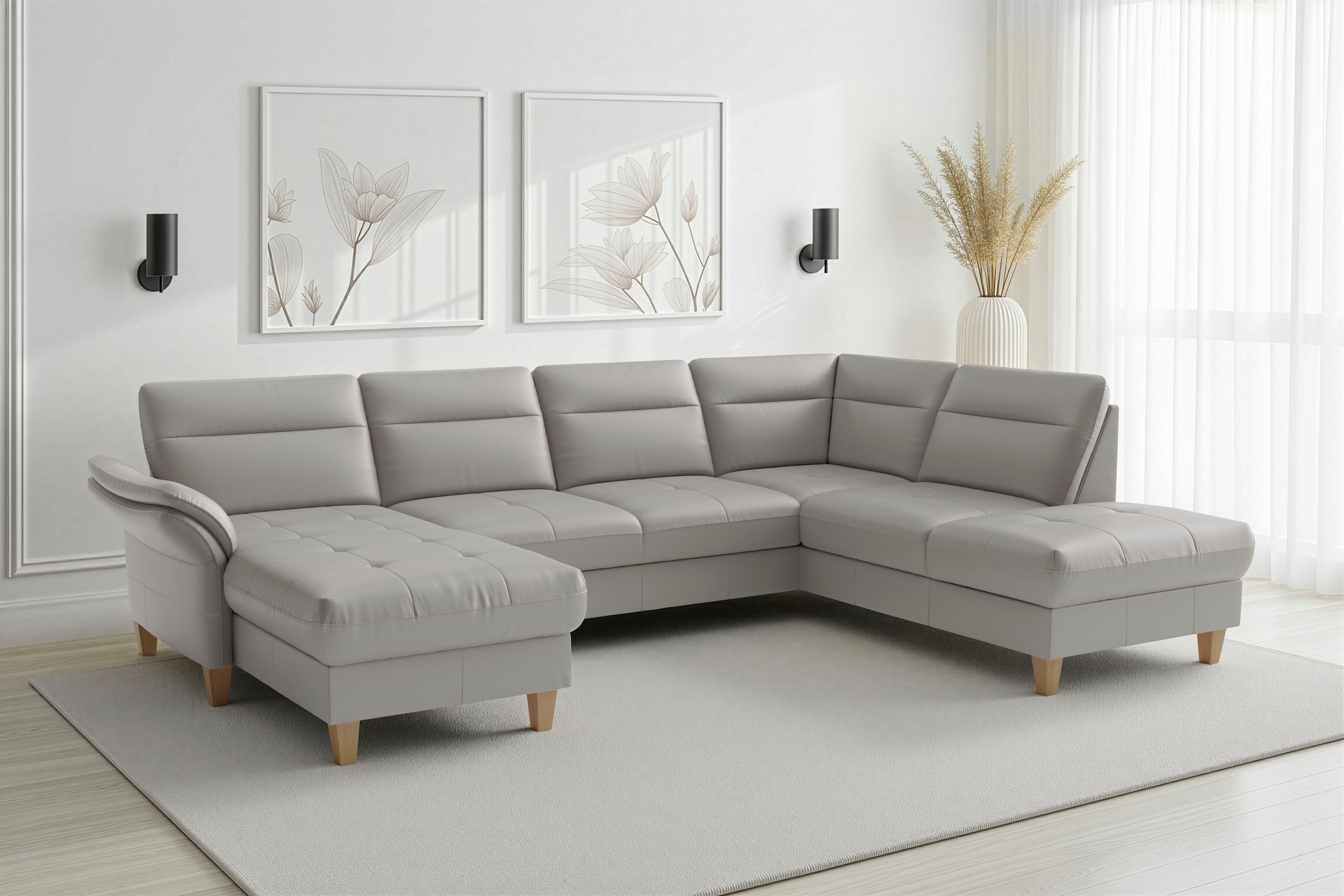 sit&more Wohnlandschaft "Pamela U-Form, B: 292 cm, optional Schlaffunktion & Bettkasten, Leder"