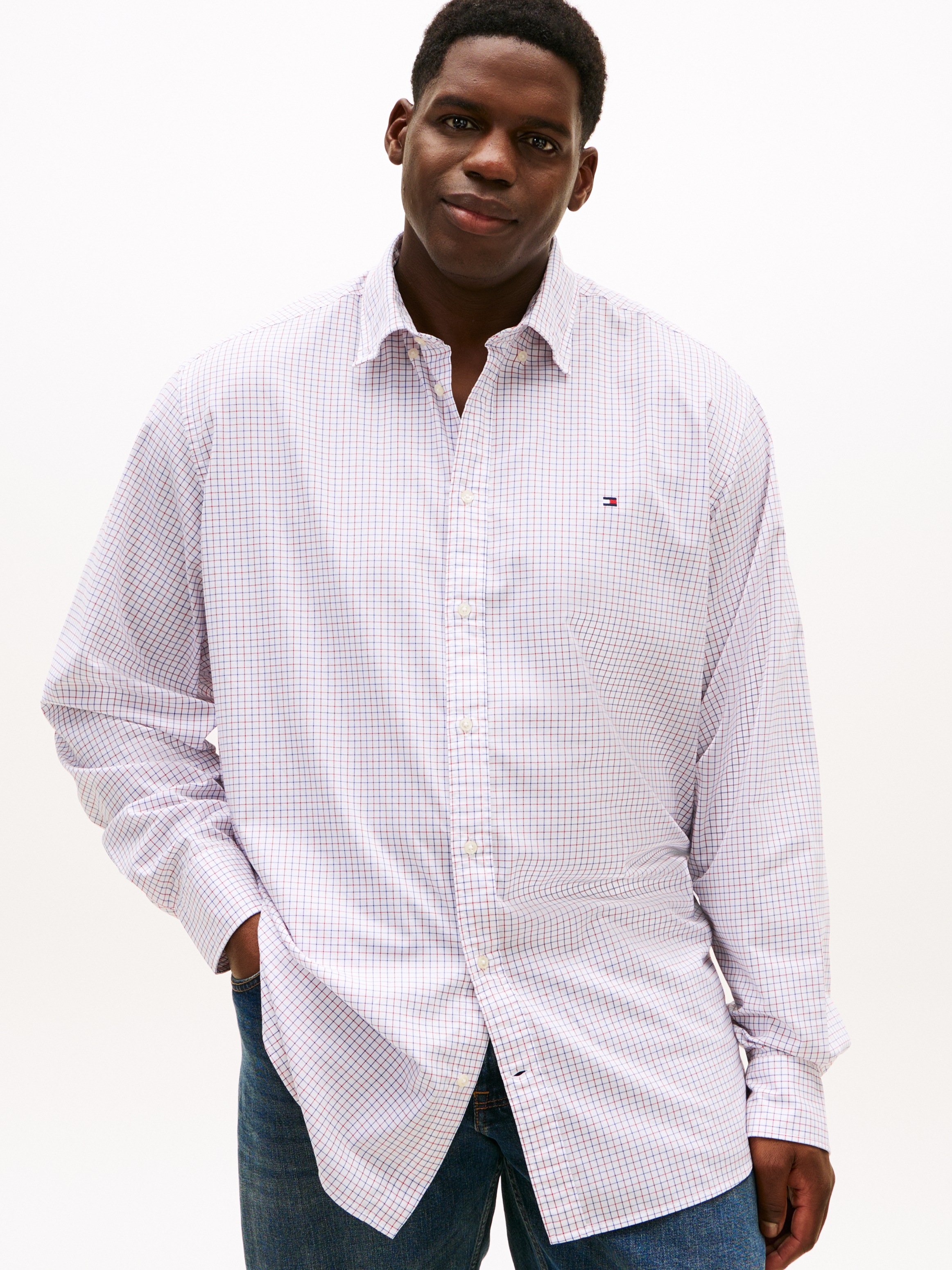 Tommy Hilfiger Big & Tall Langarmhemd "BT - CORE TATTRSALL POP" Große Größen, Button-down-Kragen, regular fit