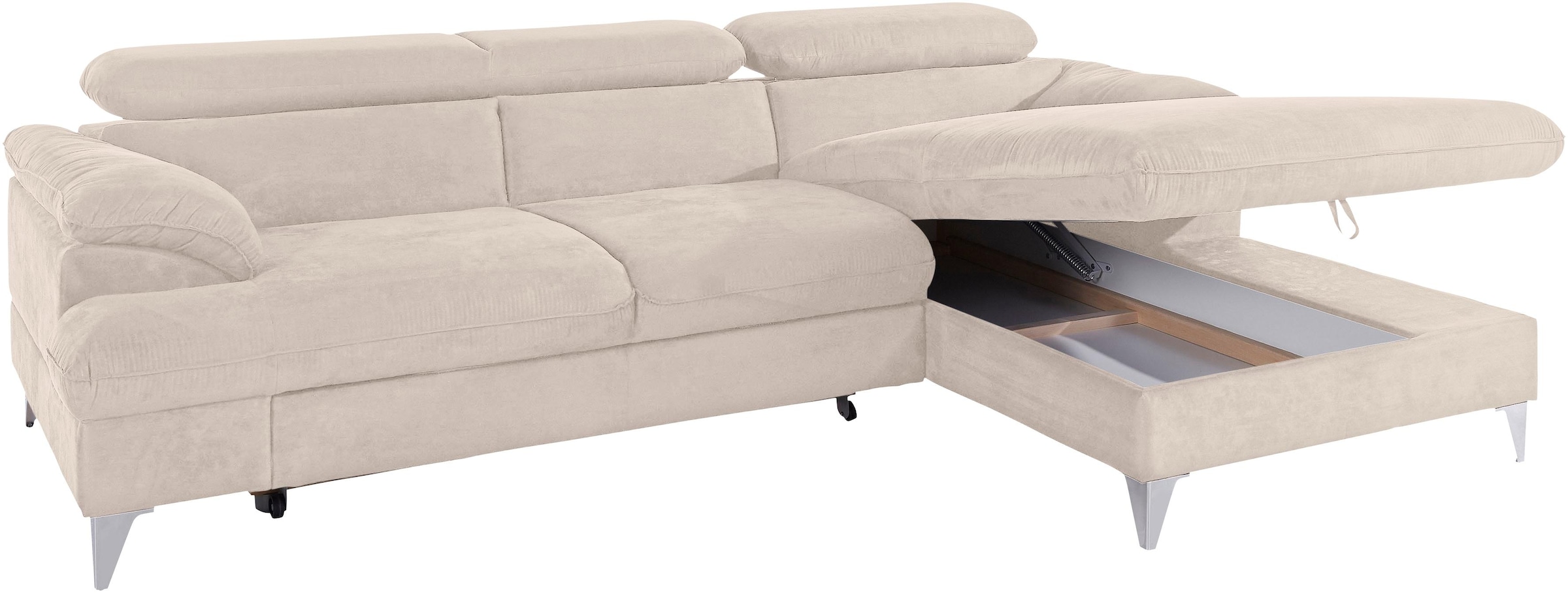 COTTA Ecksofa »Caluso L-Form«, mit Kopfteilverstellung, wahlweise mit Bettfunktion & Bettkasten