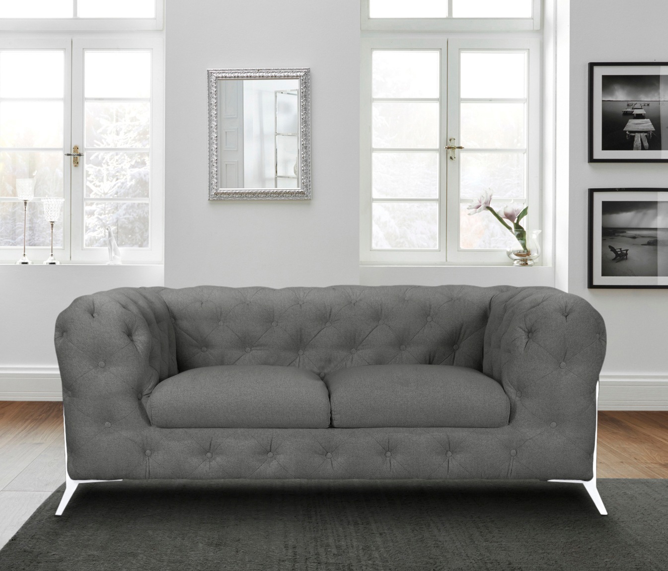 Leonique Chesterfield-Sofa »Amaury«, aufwändige Knopfheftung, moderne Chesterfield Optik, Fußfarbe wählbar