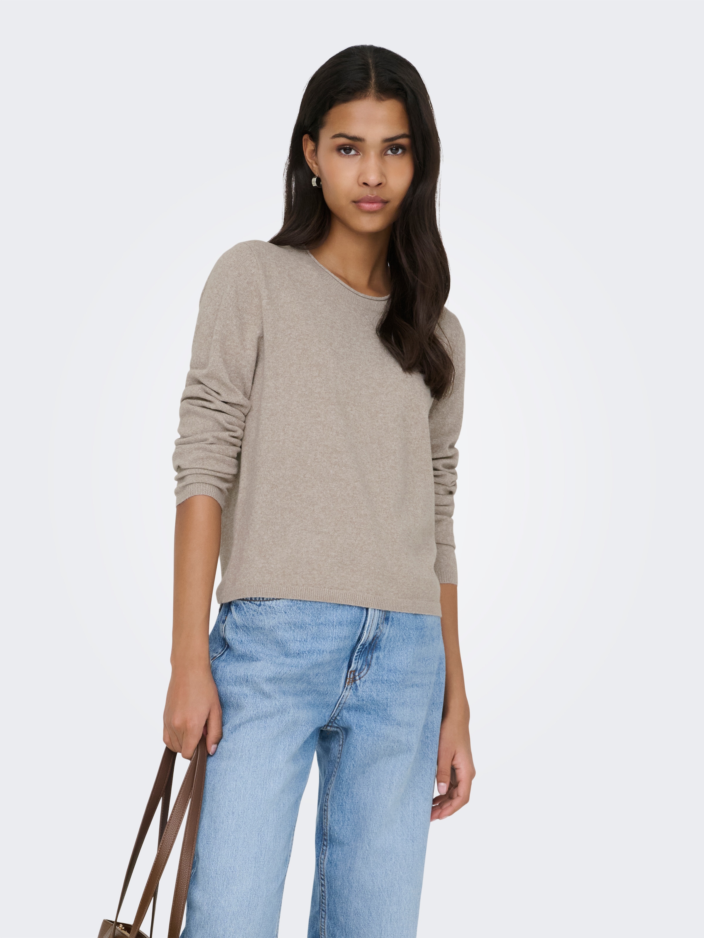 ONLY Strickpullover "ONLLOYAL LS ONECK KNT NOOS" Materialmix