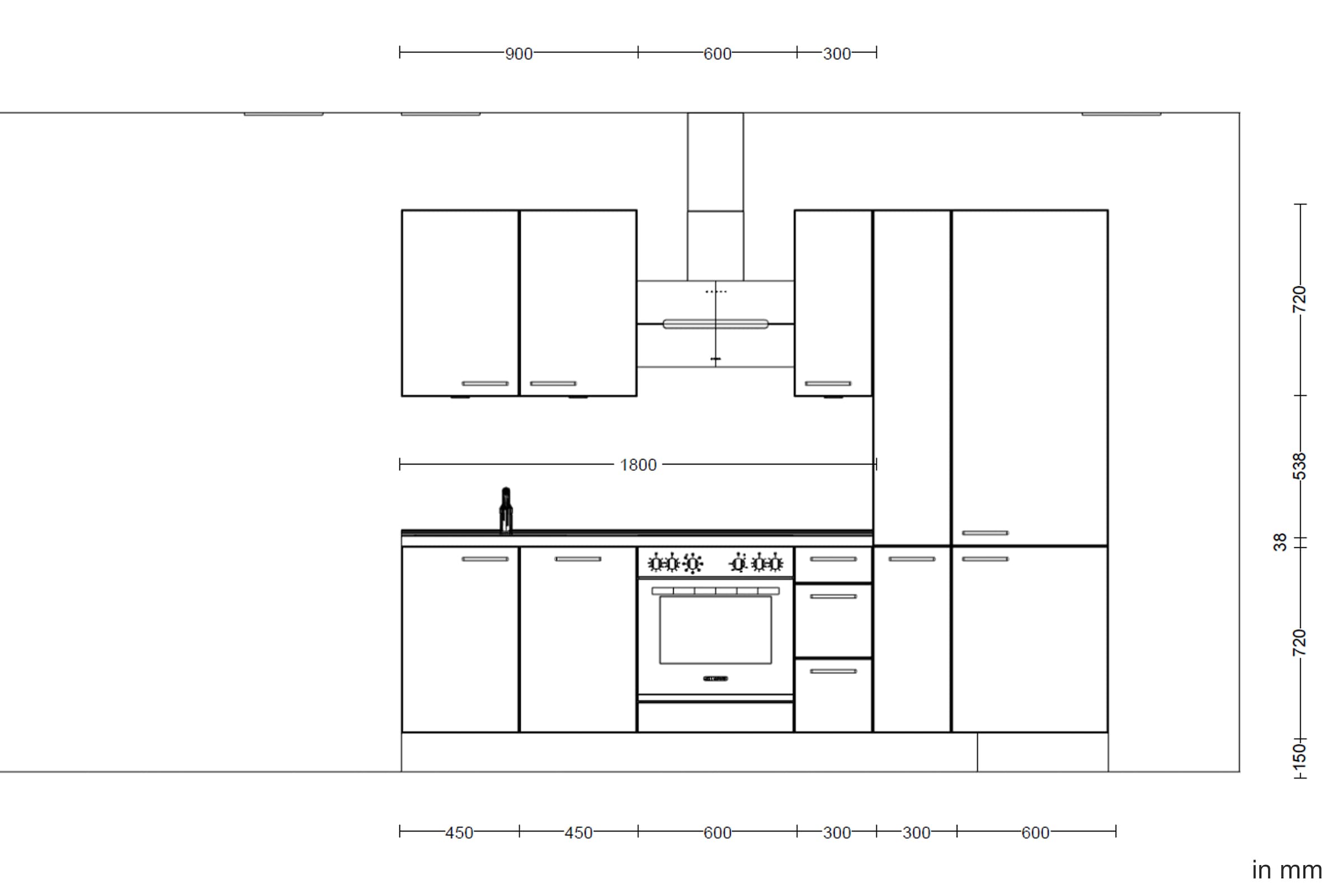 nobilia® Küchenzeile »"Cascada II"« vormontiert, Breite 270 cm, Ausrichtung wählbar, wahlw. mit E-Geräten