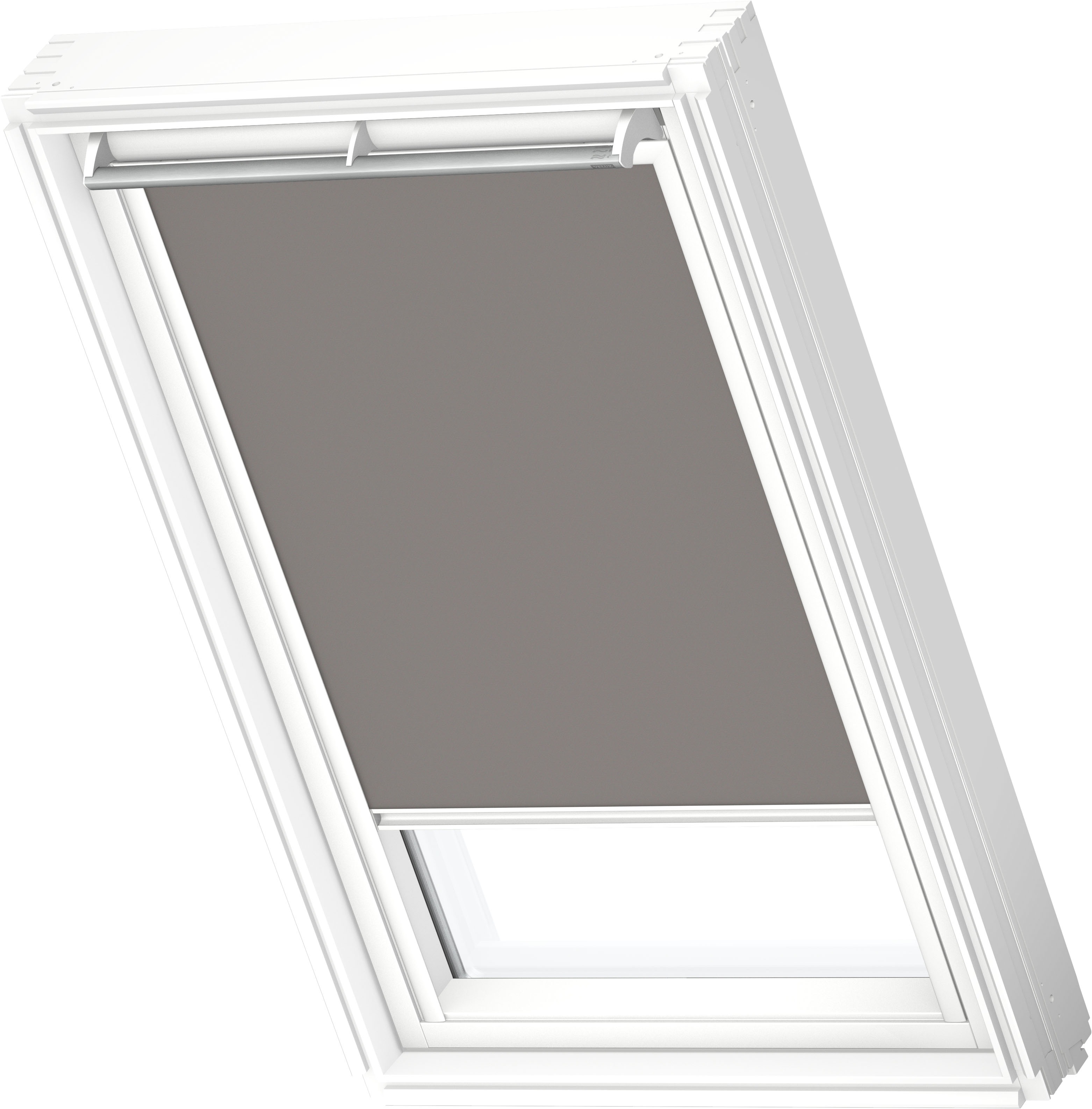 Velux Verdunklungsrollo "Dkl 0705SWL" Verdunkelnd Ohne Bohren In Führungsschienen Stoff Grau Mit Alufarbenen Führungsschienen & Griffleiste