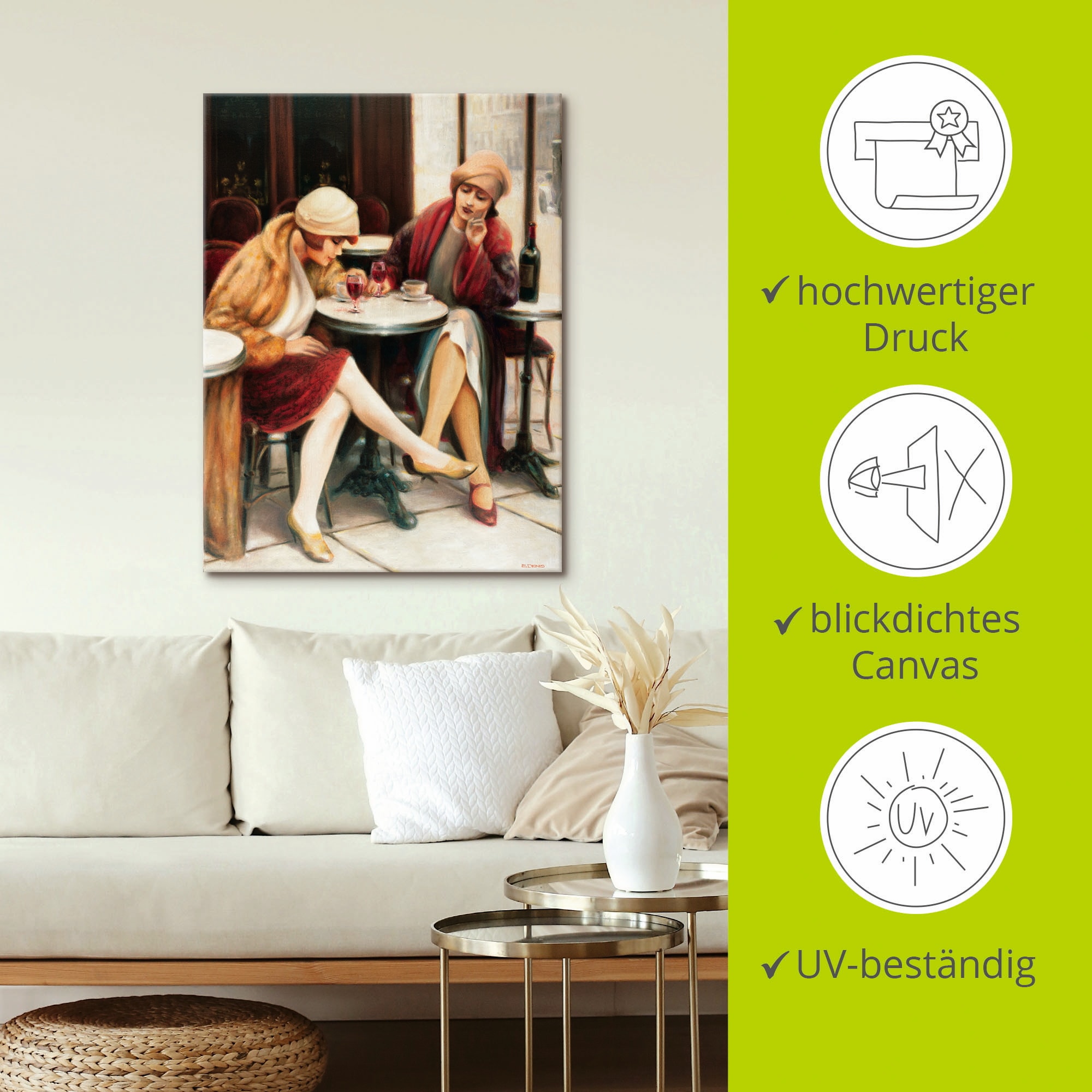 Artland Wandbild »Cafe II«, Frau, (1 St.), als Leinwandbild, Poster in verschied. Größen