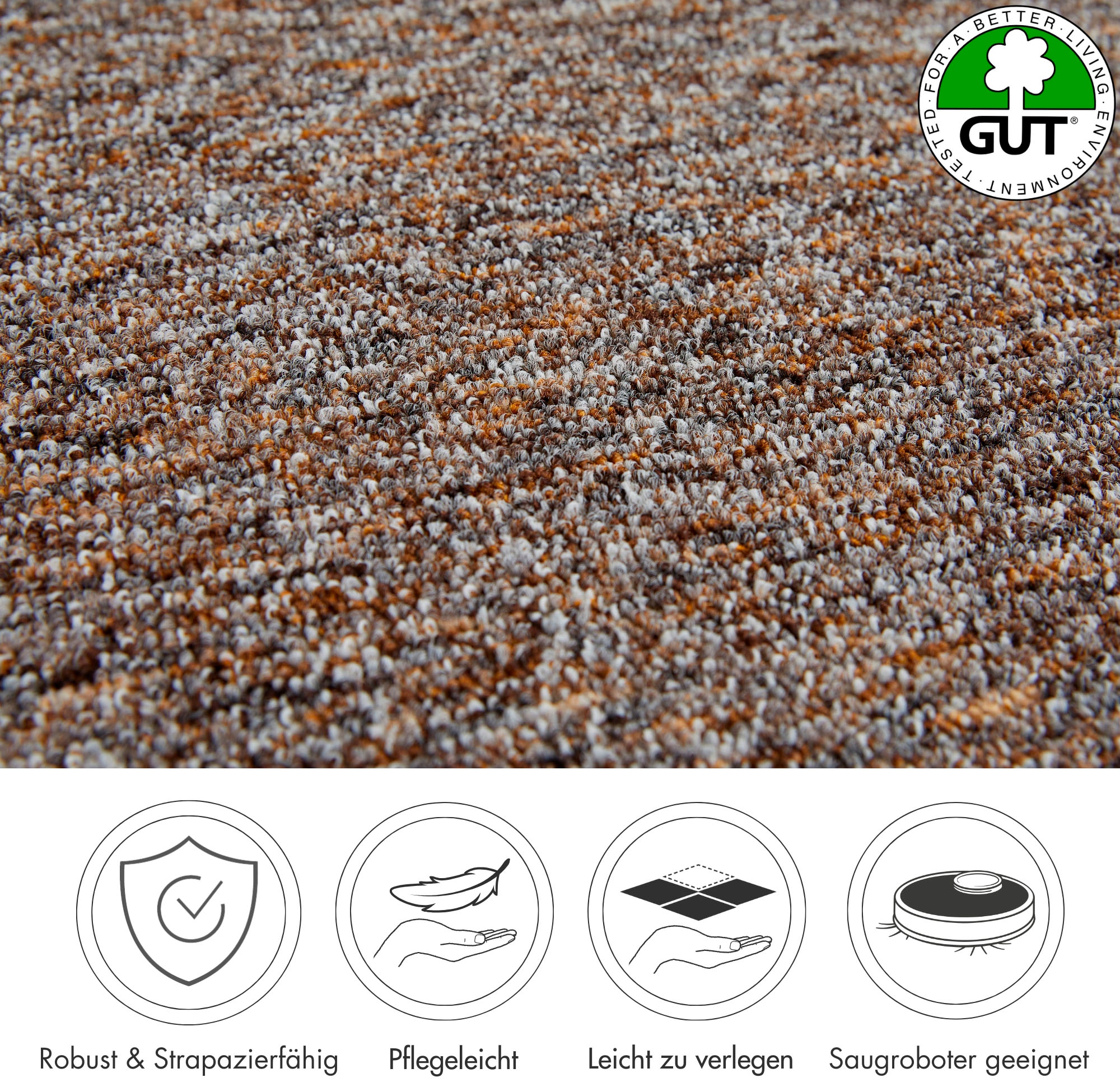 Andiamo Teppichboden »Feinschlinge Gambia«, rechteckig, meliert, Breite 400 cm oder 500 cm, strapazierfähig, pflegeleicht