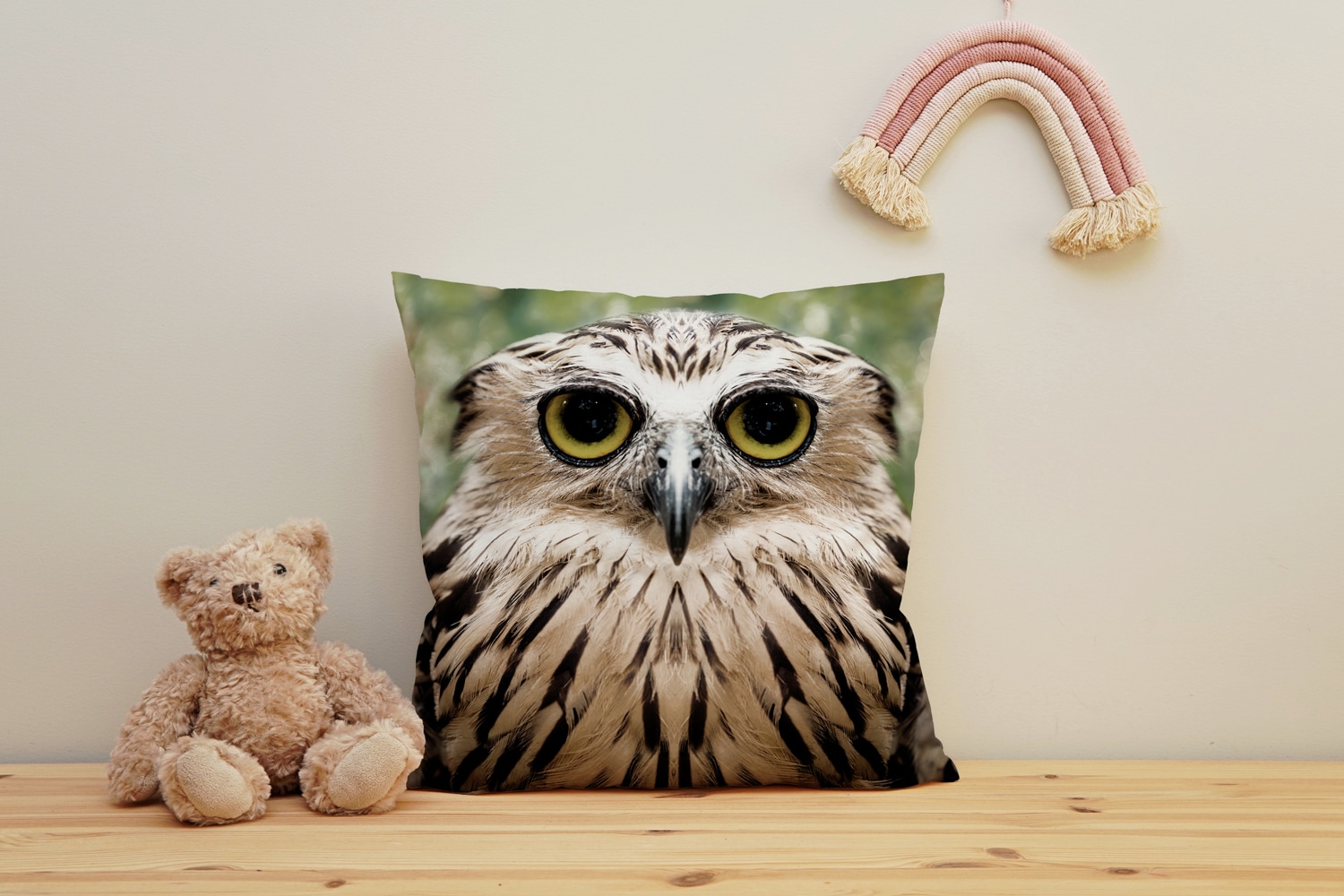 queence Dekokissen "Eule" Kissenhülle mit HD Premium Druck, geruchsneutral, 40x40cm