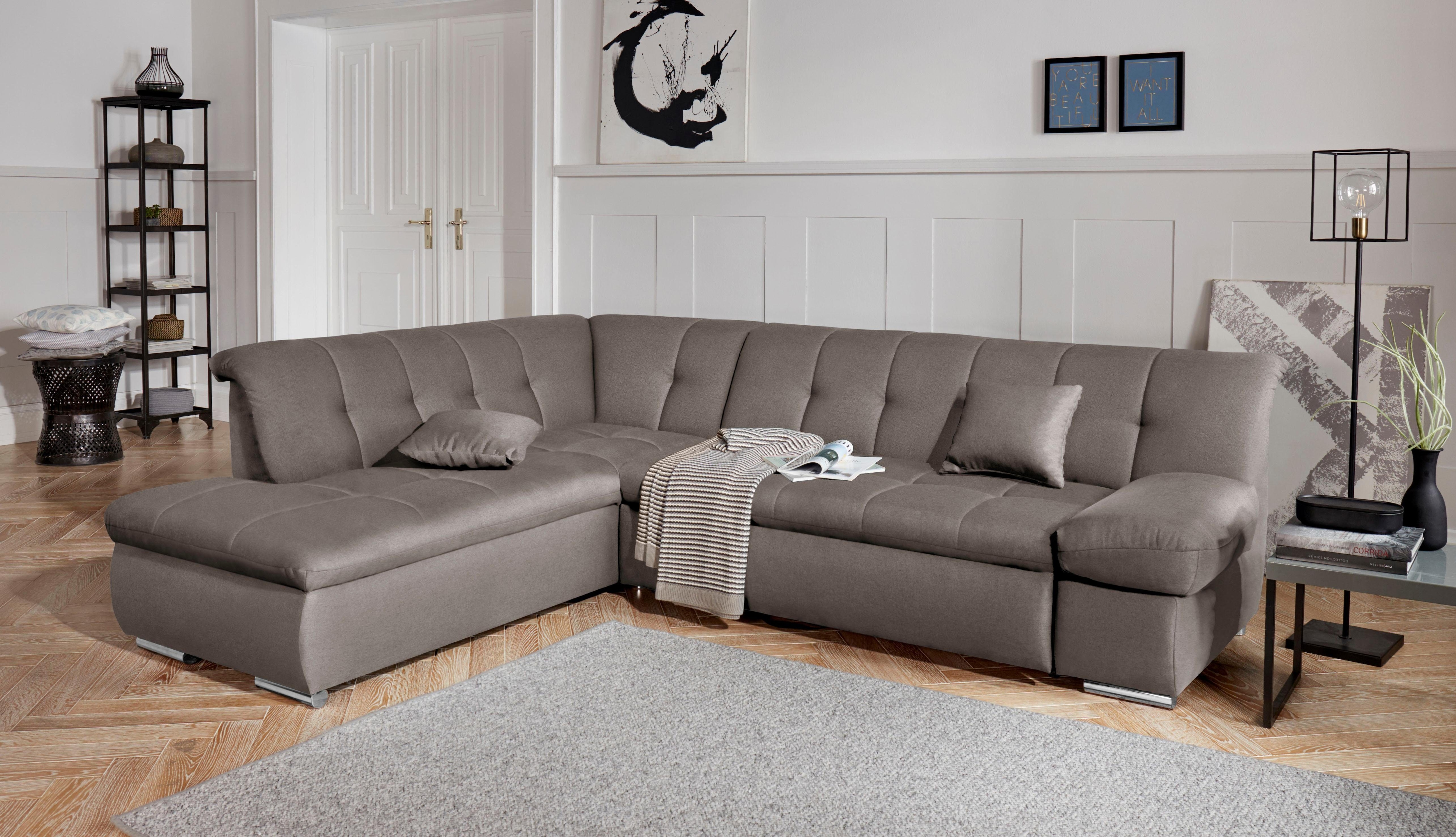 DOMO collection Ecksofa "MONA 271x213 cm, modern und komfortabel" whlw. mit Bett- und Armlehnfunktion, L-Form