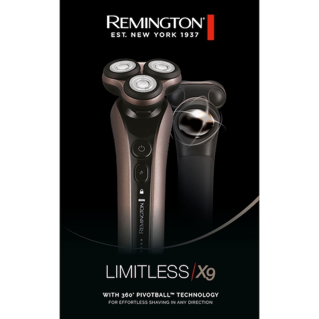 Remington Elektrorasierer »Limitless Rotationsrasierer X9 (XR1790)«, 1 St.  Aufsätze, Nass-&Trockenrasur, 360° PivotBall Drehgelenk, akkubetrieben (60  min.) | BAUR