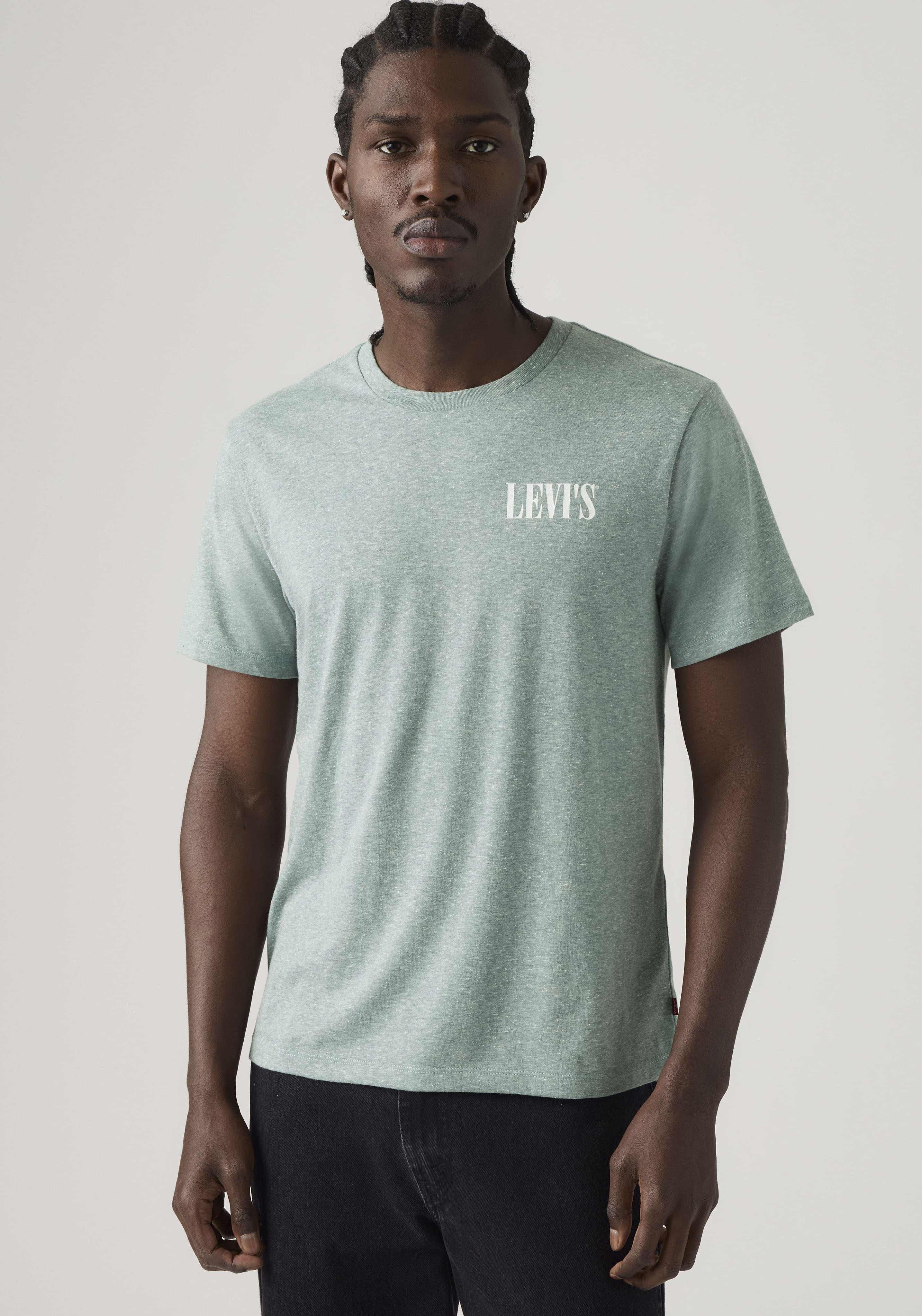 Levis T-Shirt "GRAPHIC CREWNECK TEE" Melierter Feinstrick, pflegeleichter Materialmix