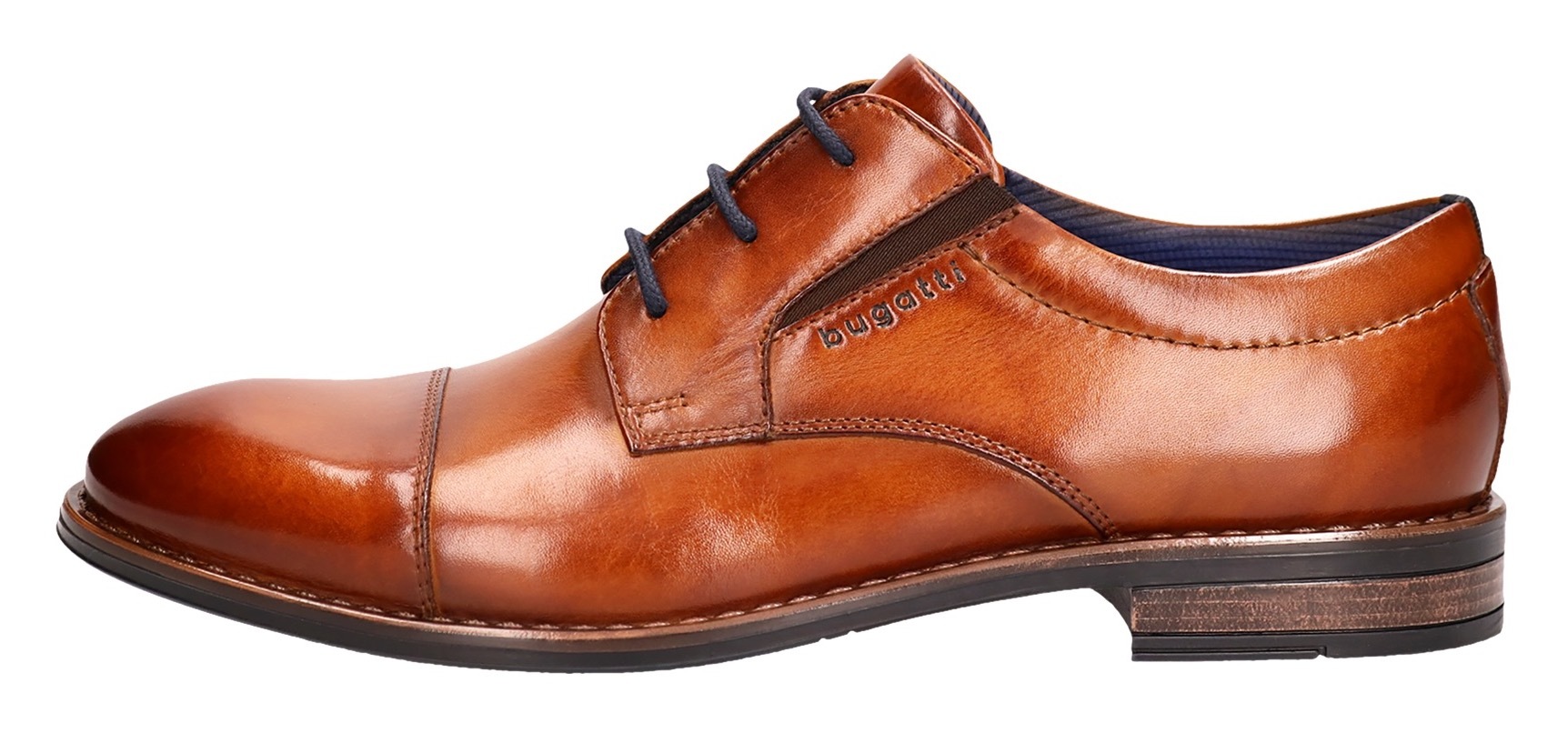 bugatti Schnürschuh, Blockabsatz, Abendschuh, Festtagsschuh, Businessschuh, Logoprägung