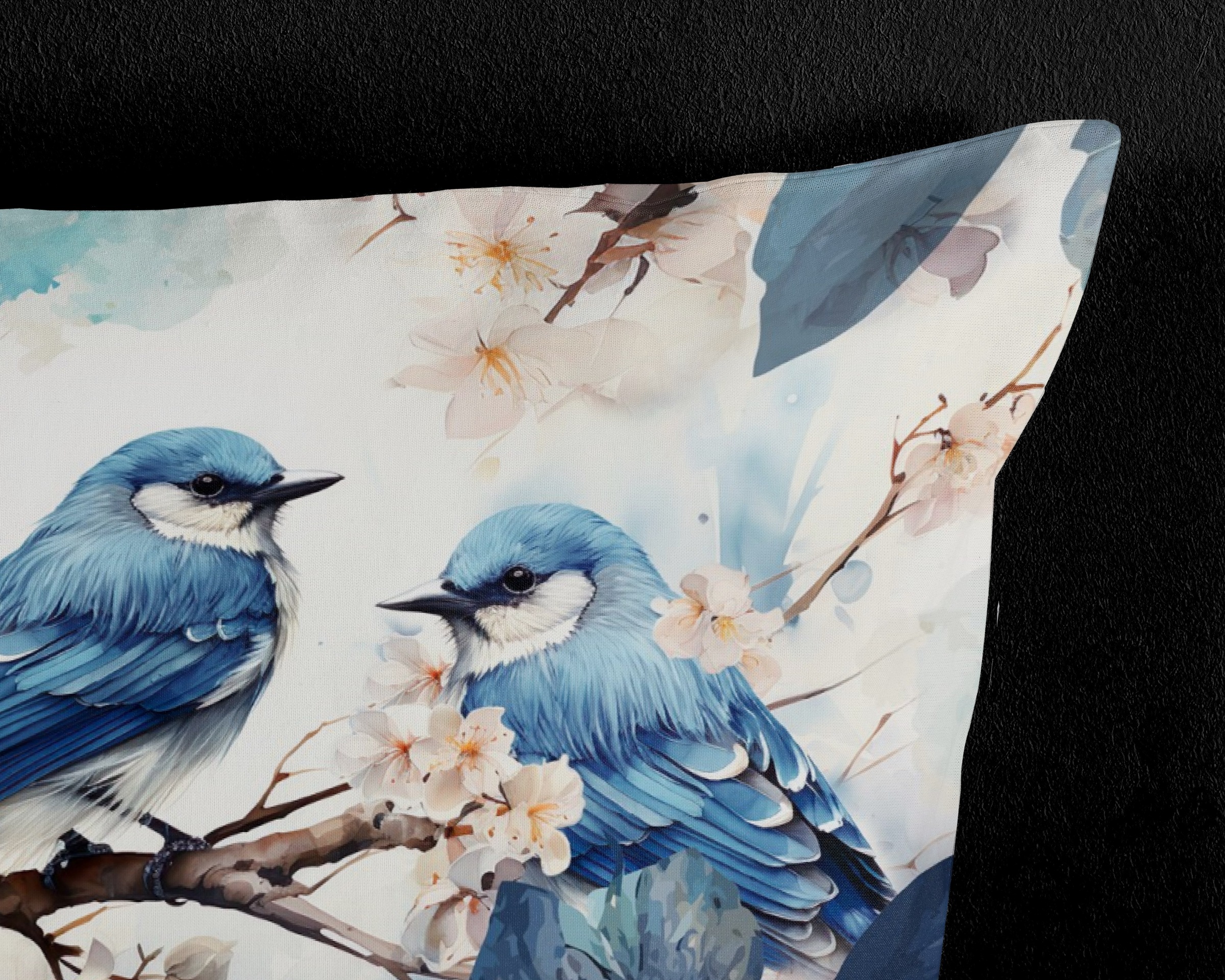PURE luxury collection Wendebettwäsche »Zari«, Mikrofaser, 135x200, 2 Teilig, Wendeoptik, Vogel, Blumen, Blau, Weiss