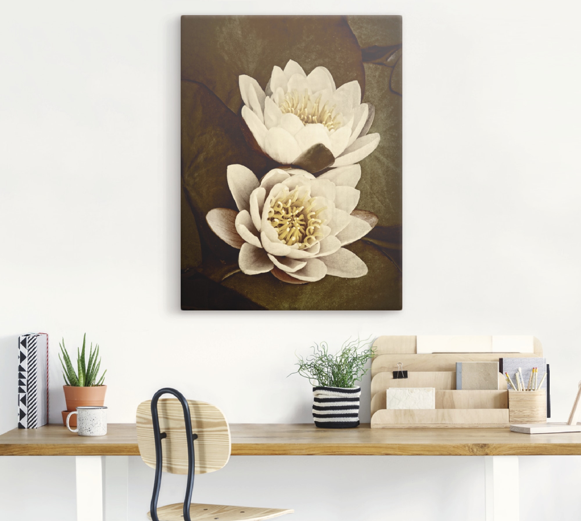 Poster Leinwandbild, BAUR bestellen (1 in Artland Wandbild Blumen, versch. als Größen | oder Wandaufkleber St.), Alubild, Duo«, »Seerosenblätter