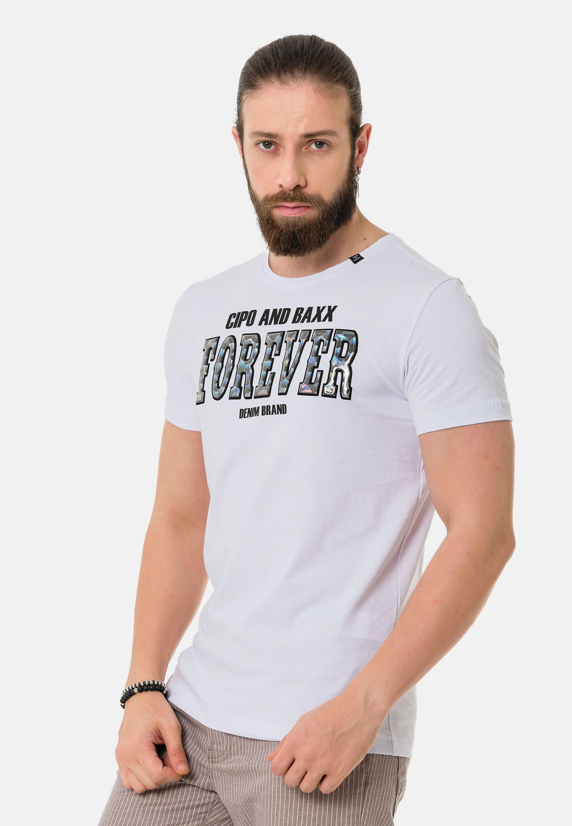 Cipo & Baxx T-Shirt »T-Shirt«, mit Rundhals-Ausschnitt