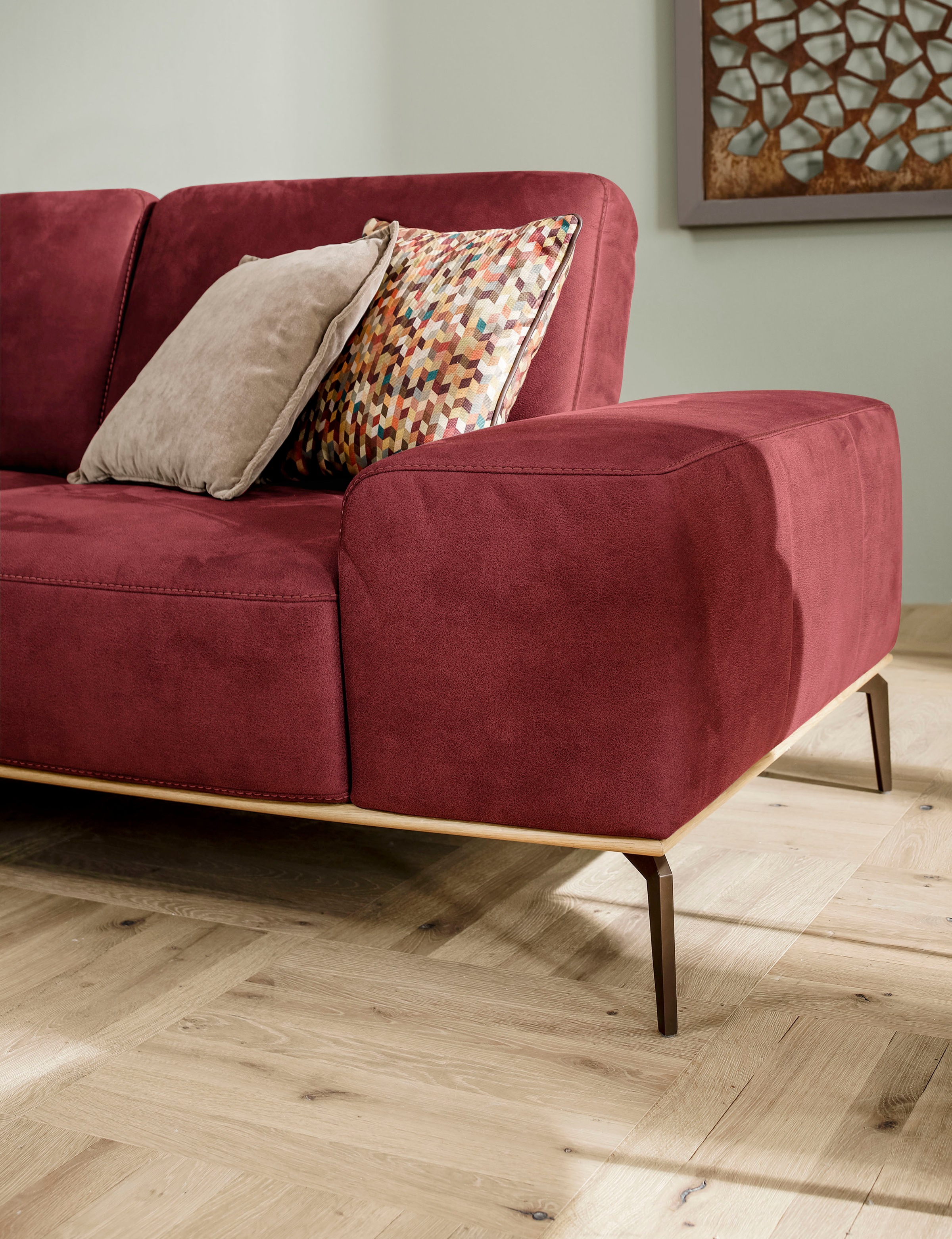 W.SCHILLIG Ecksofa »run, Designsofa mit tollem Sitzkomfort, L-Form«, mit Holzsockel, Füße in Bronze pulverbeschichtet, Breite 299 cm