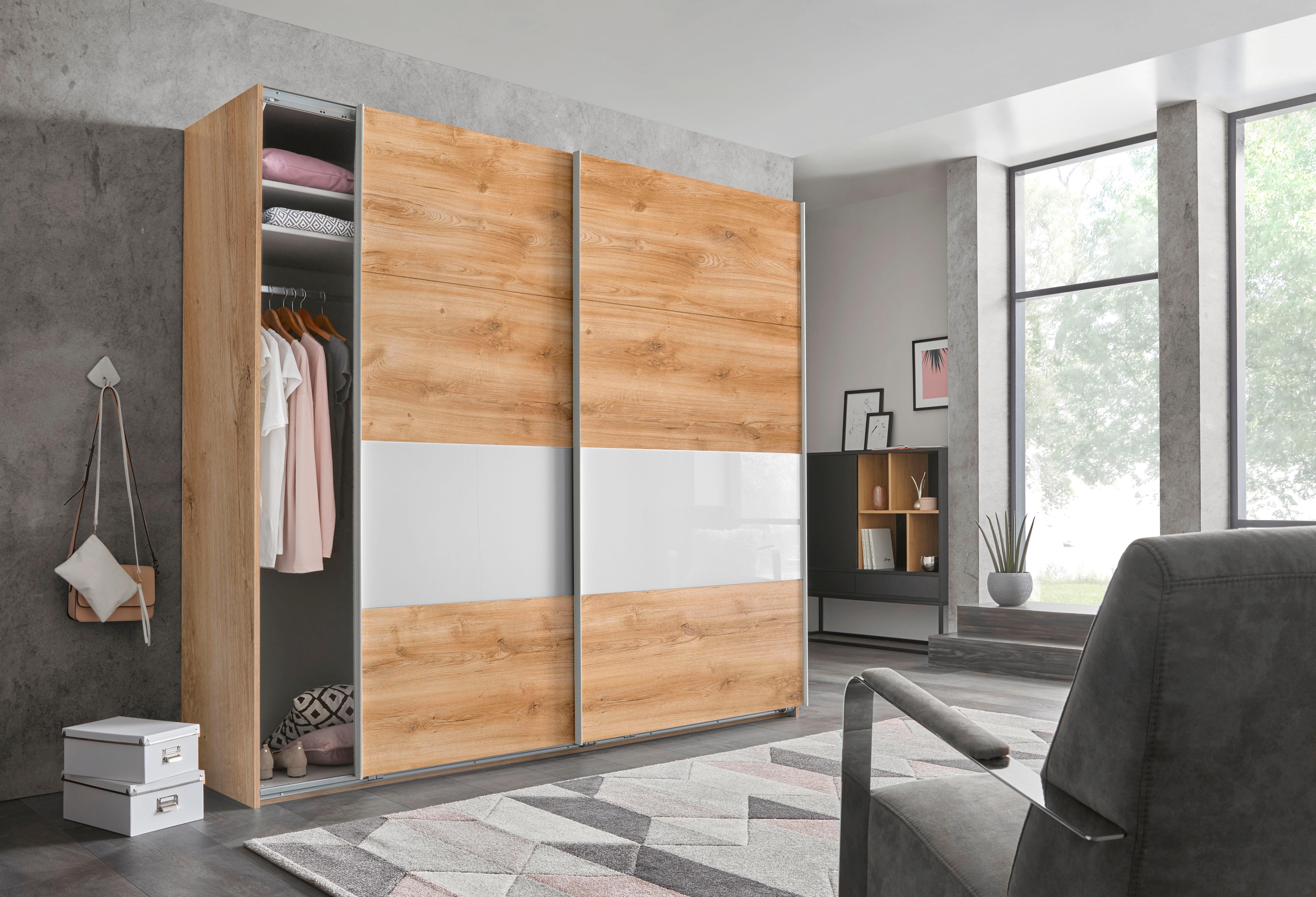 Wimex Schwebetürenschrank "Bramfeld Kleiderschrank" mit Glaselementen und zusätzlichen Einlegeböden